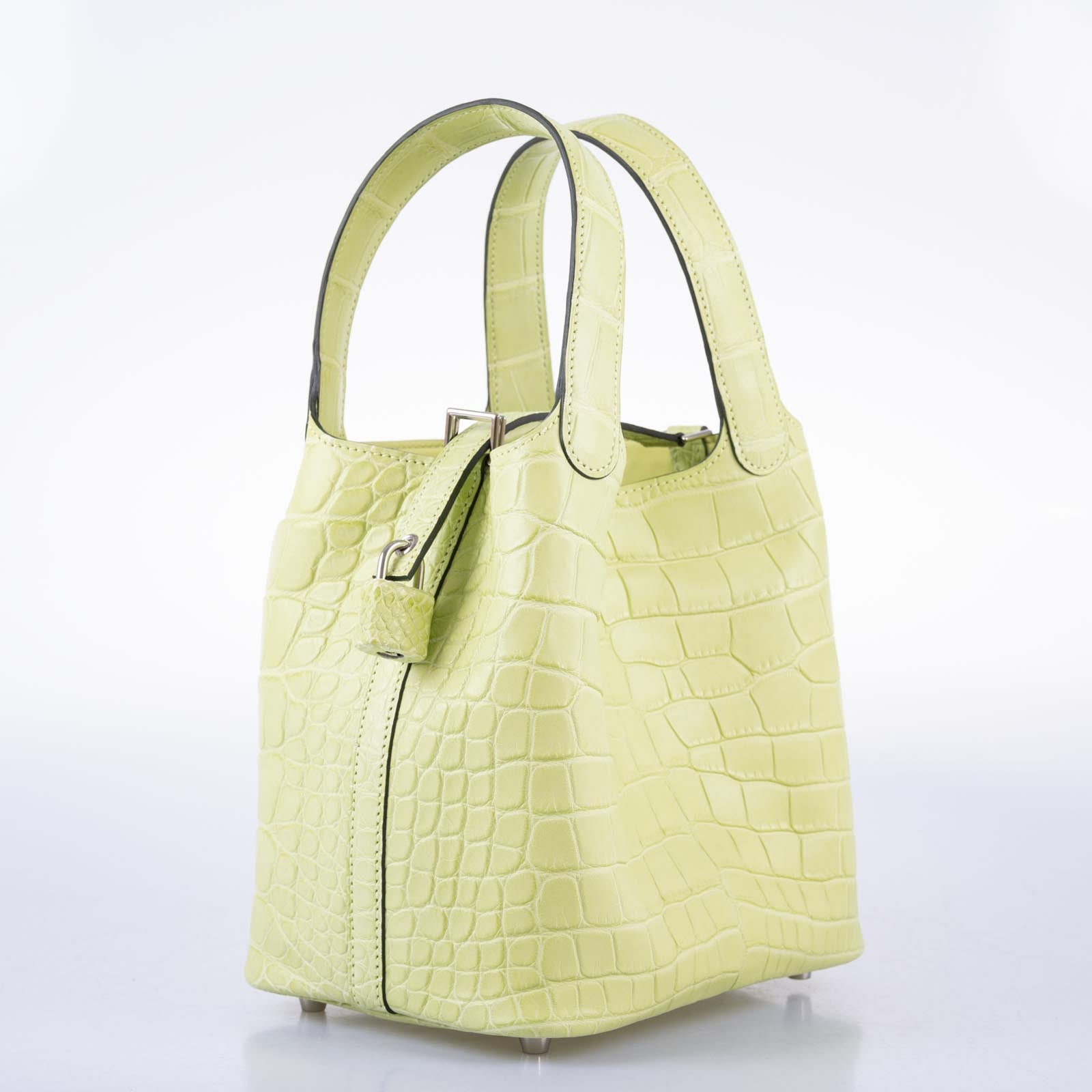 Hermès Picotin Lock 18 Jaune Bourgeon Matte Alligator Palladium Hardware