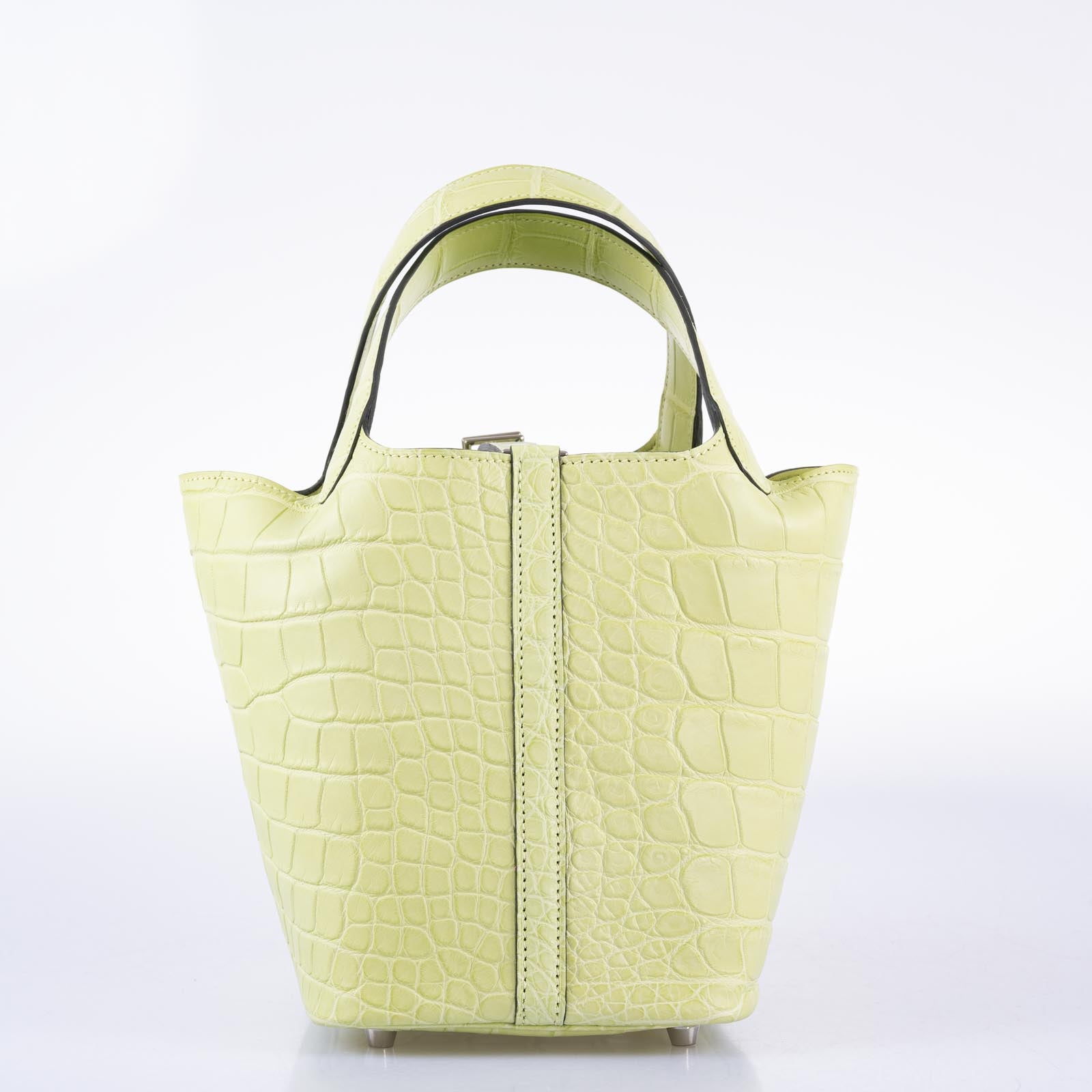 Hermès Picotin Lock 18 Jaune Bourgeon Matte Alligator Palladium Hardware