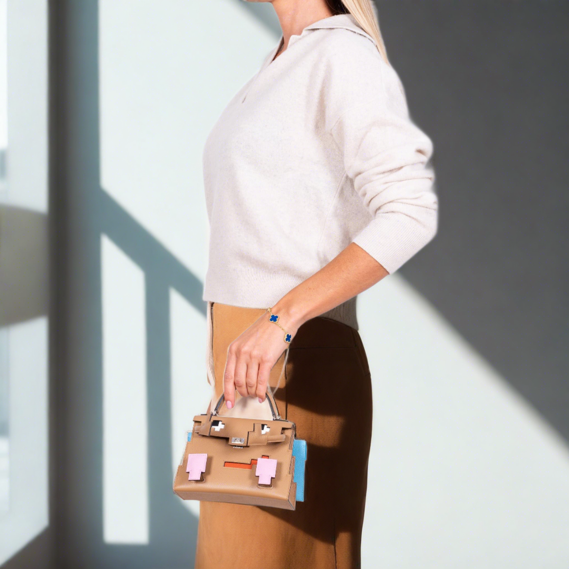Hermès Picto Kelly Doll Quelle Idole Chai, Mauve Sylvestre, Bleu Celeste and Terre Battue Epsom Palladium Hardware