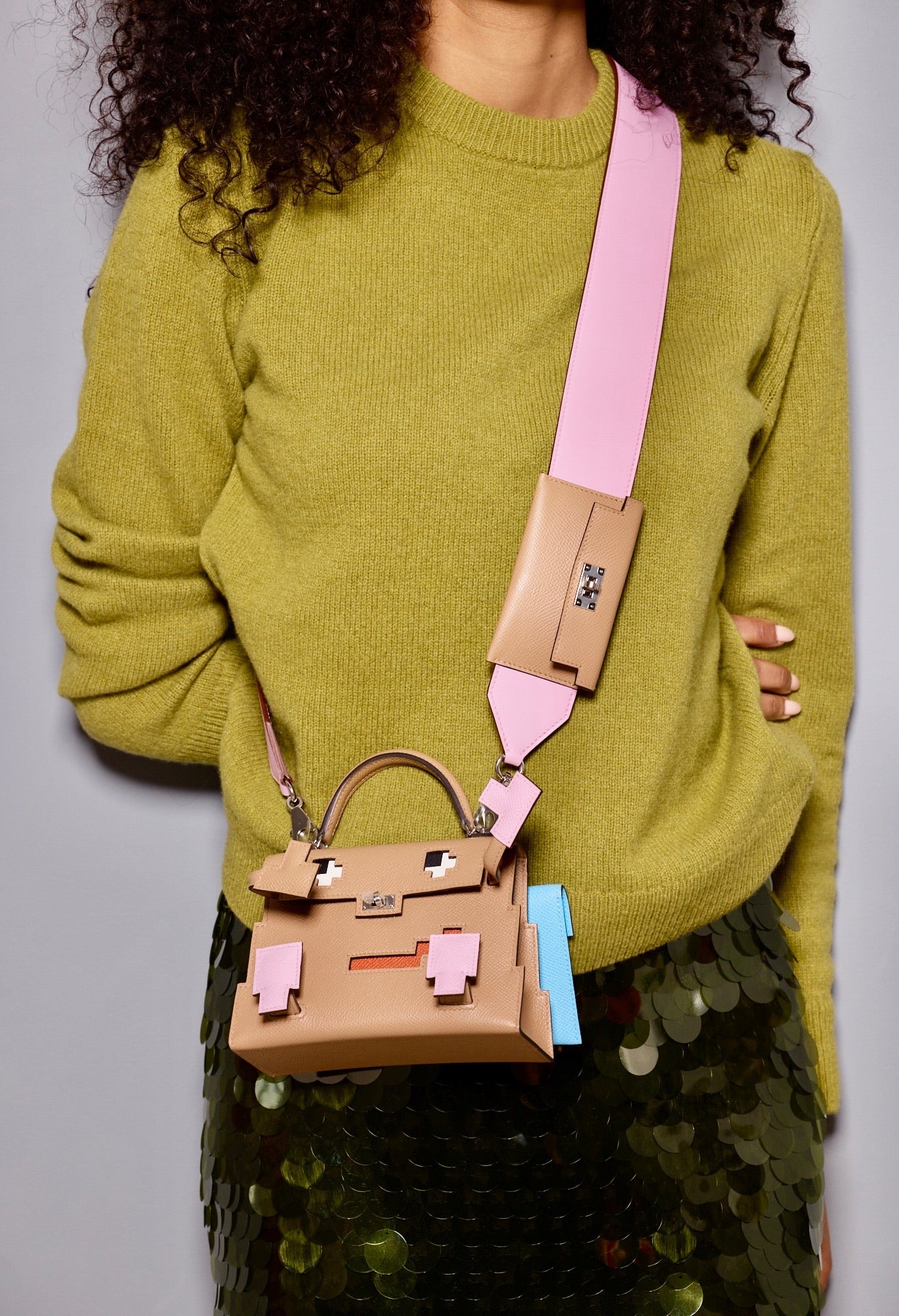 Hermès Picto Kelly Doll Quelle Idole Chai, Mauve Sylvestre, Bleu Celeste and Terre Battue Epsom Palladium Hardware