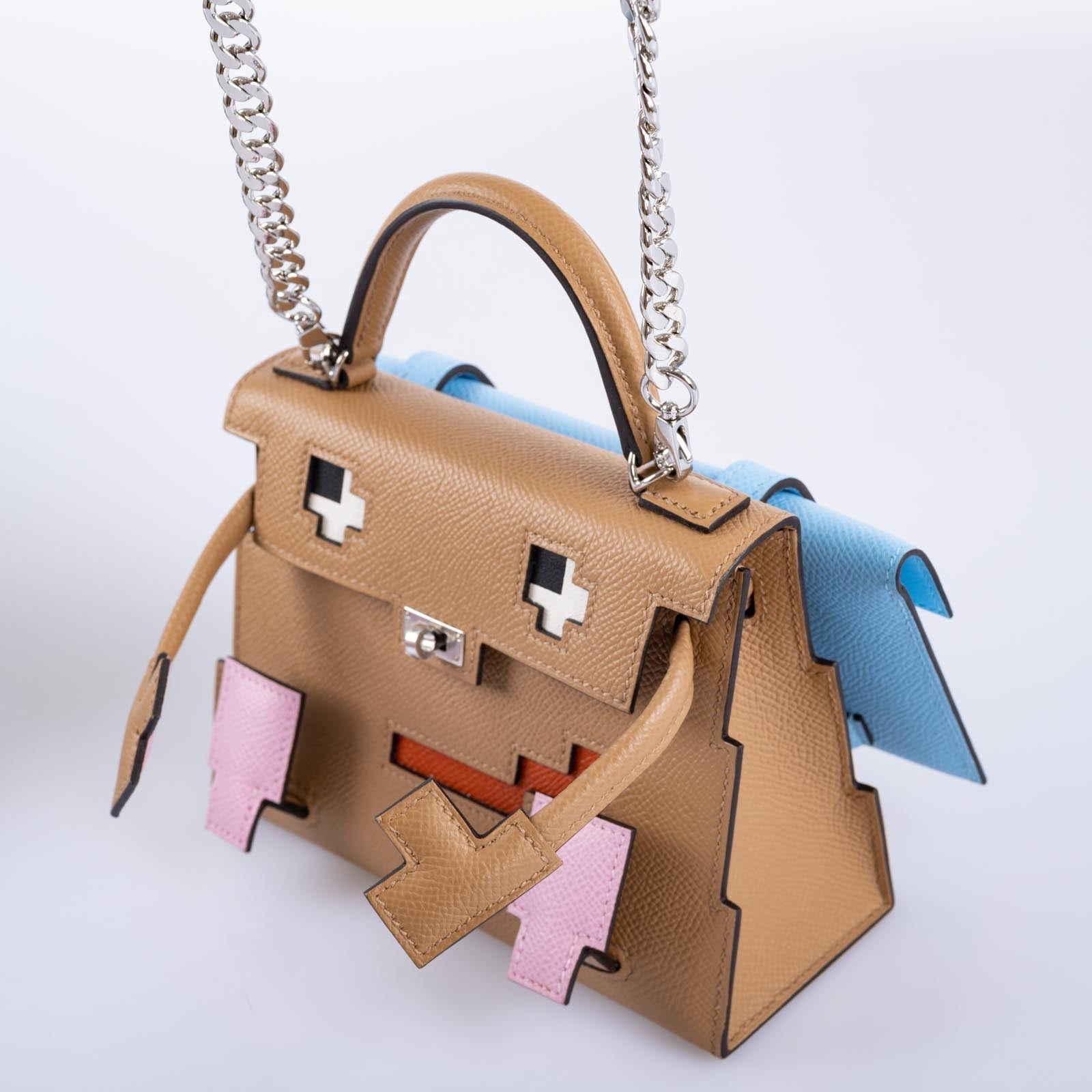 Hermès Picto Kelly Doll Quelle Idole Chai, Mauve Sylvestre, Bleu Celeste and Terre Battue Epsom Palladium Hardware