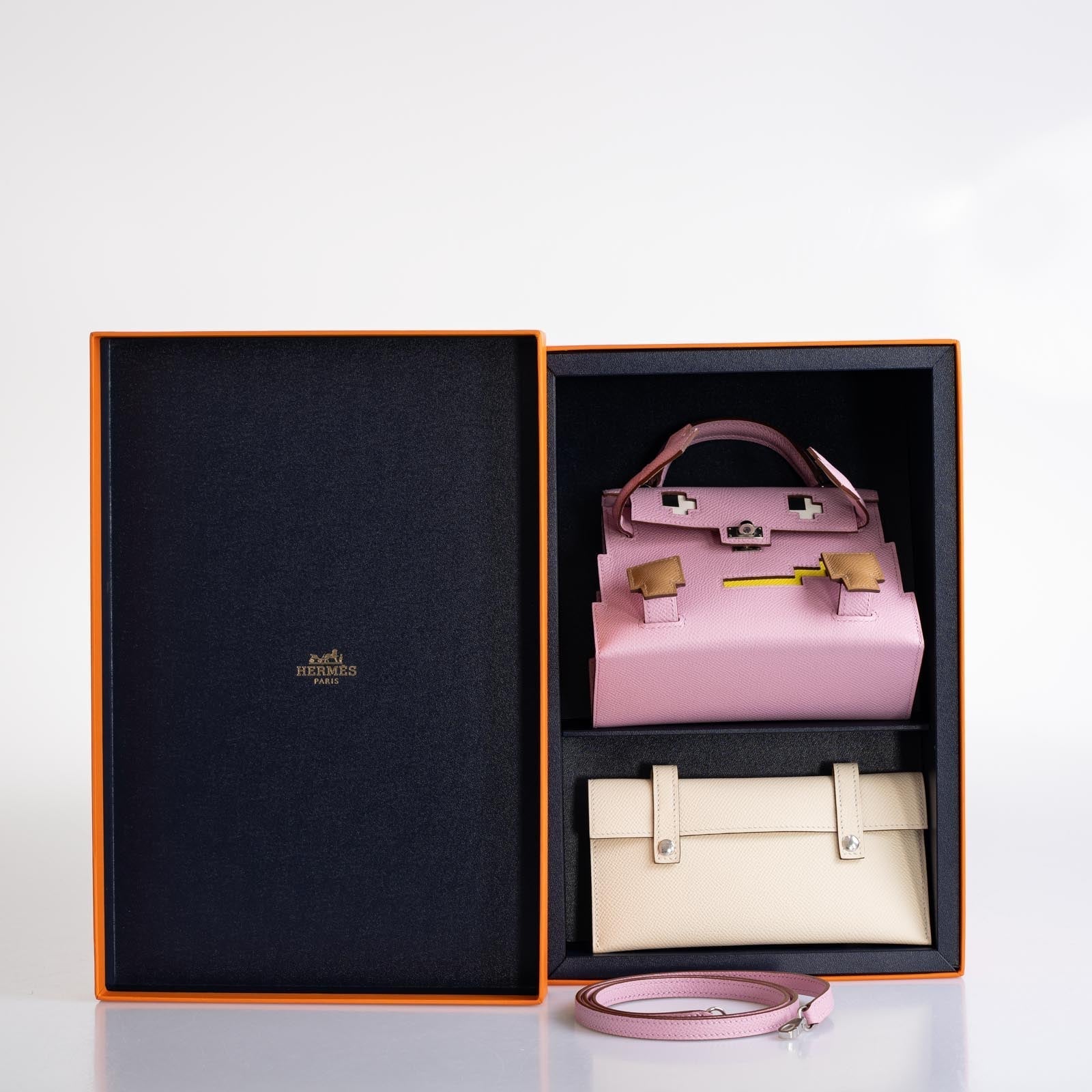 Hermès Picto Kelly Doll Quelle Idole Mauve Sylvestre, Lime, Nata and Chai Epsom Palladium Hardware