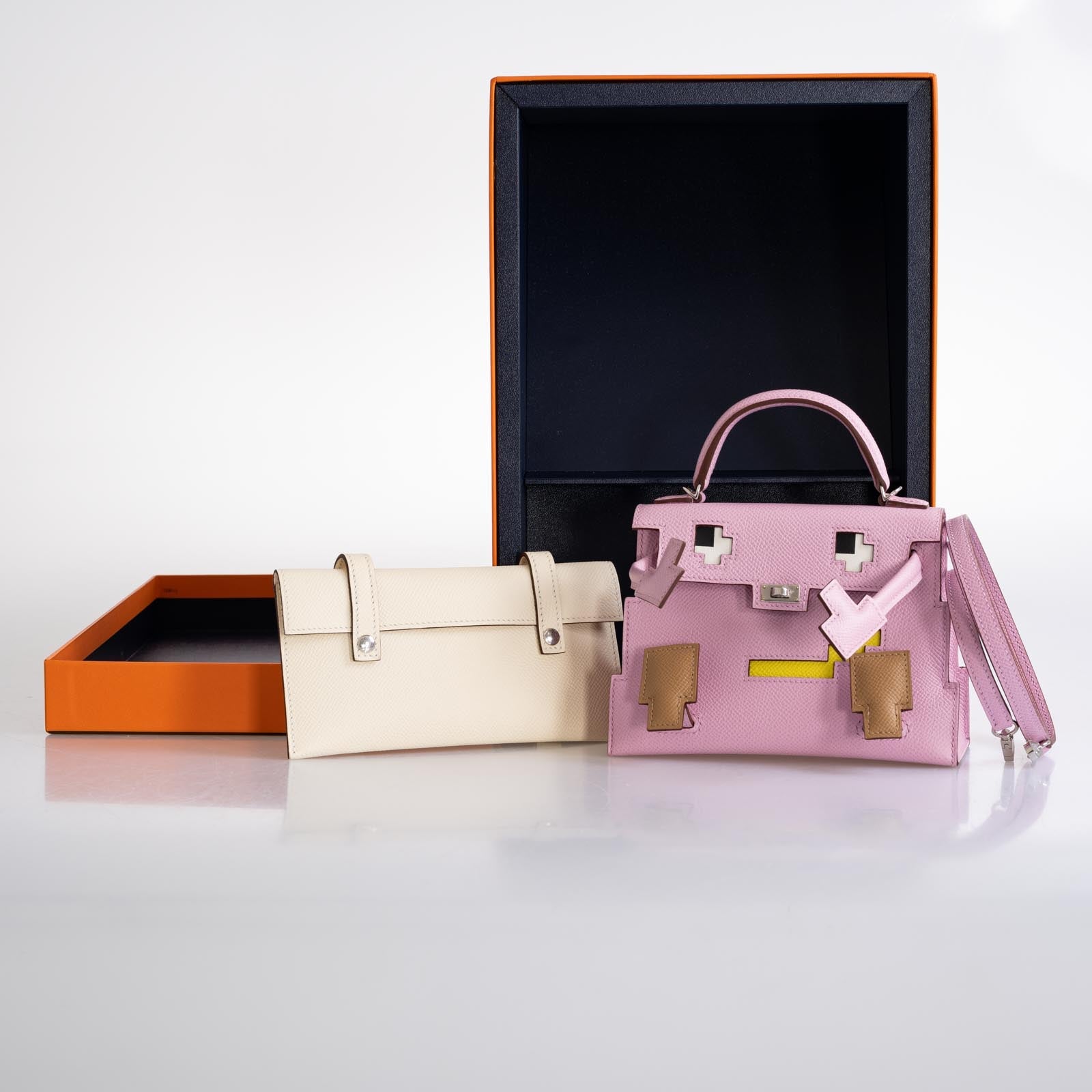 Hermès Picto Kelly Doll Quelle Idole Mauve Sylvestre, Lime, Nata and Chai Epsom Palladium Hardware