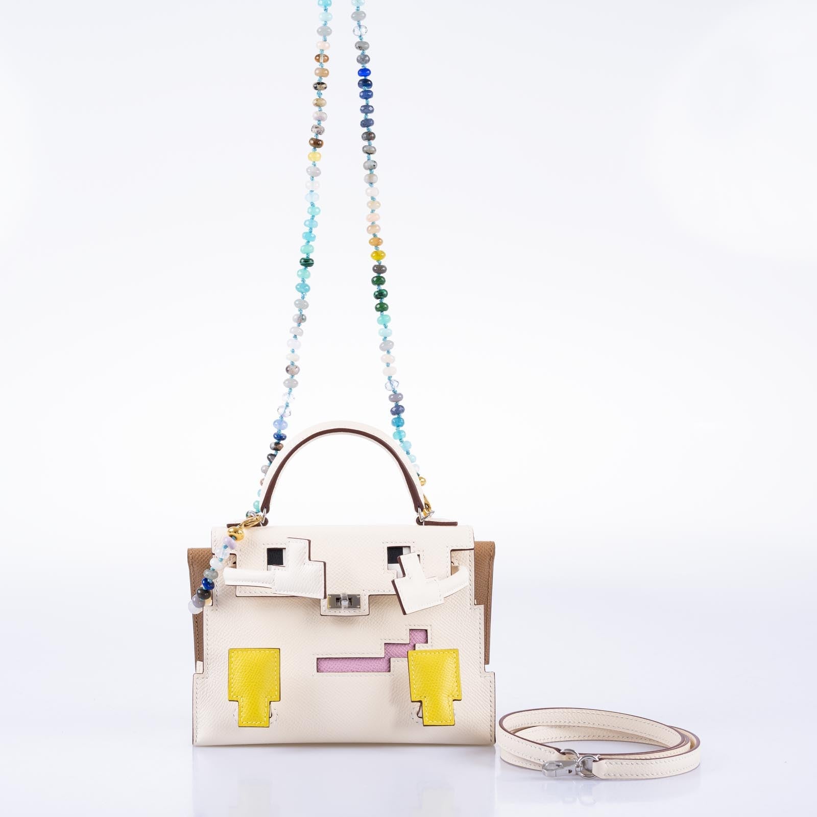 Hermès Picto Kelly Doll Quelle Idole Nata, Mauve Sylvestre, Chai and Lime Epsom Palladium Hardware