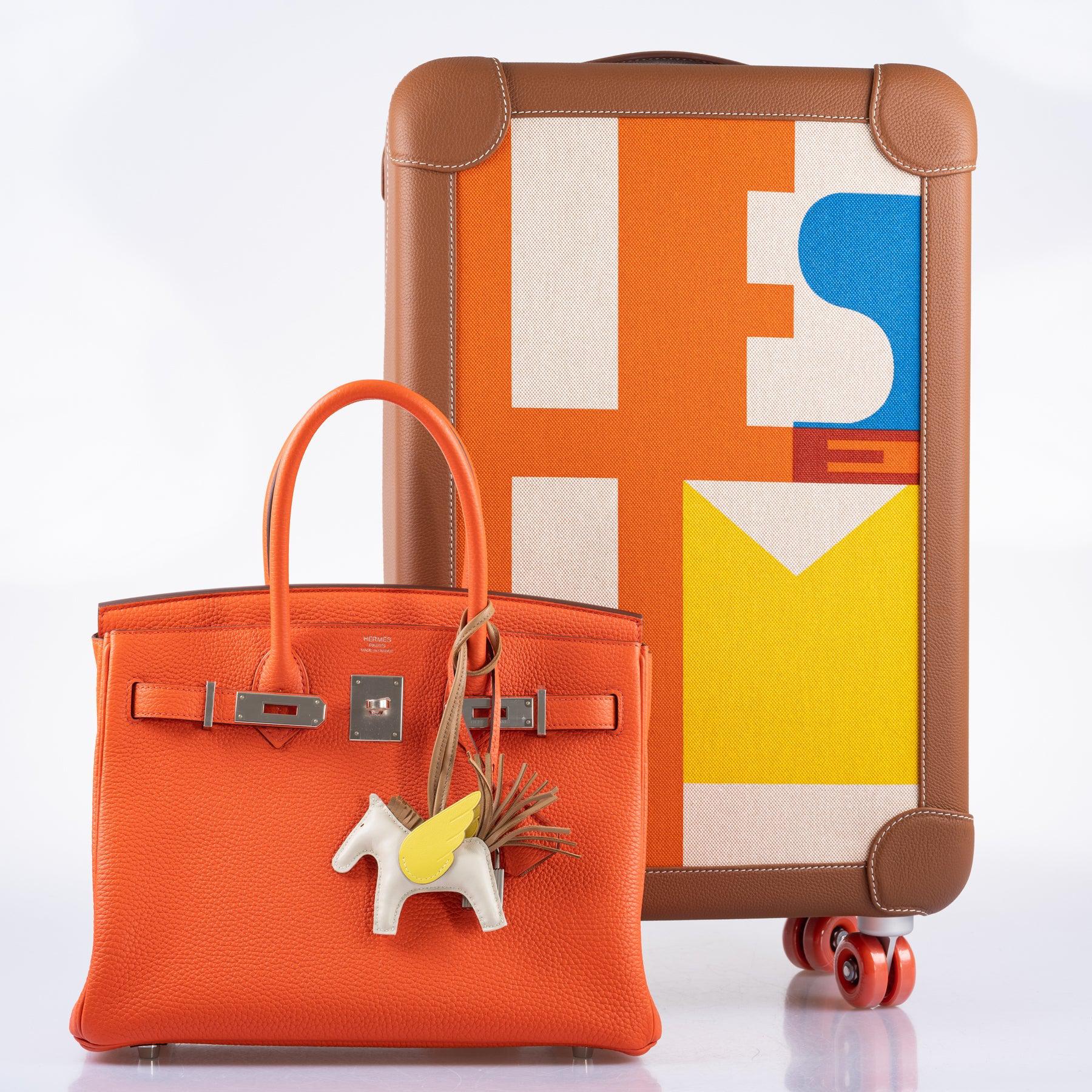 Hermès R.M.S. Trolley Multicolor Print Canvas and Fauve Taurillon Regate