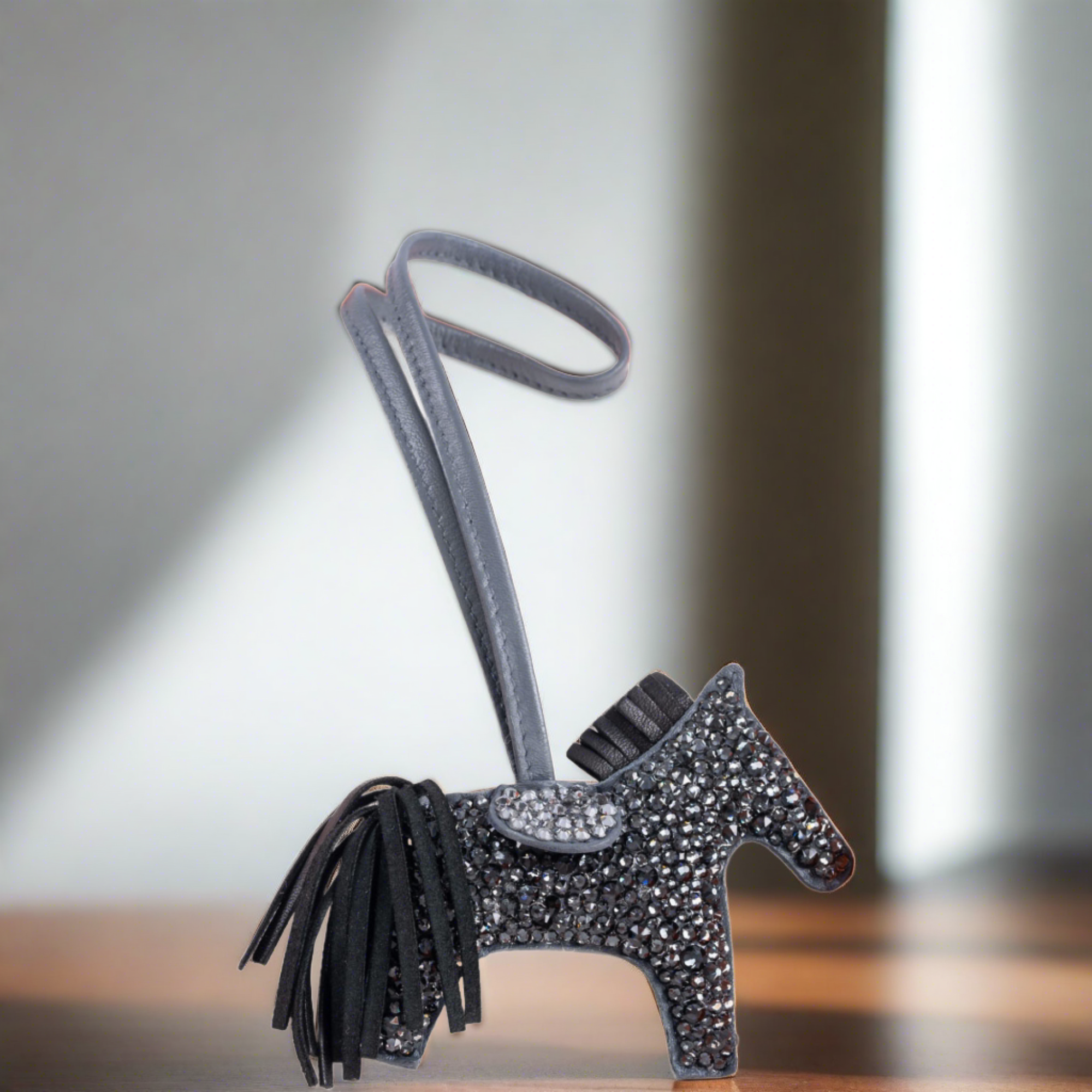 Hermès Rodeo Black Bag Charm Custom Swarovski PM