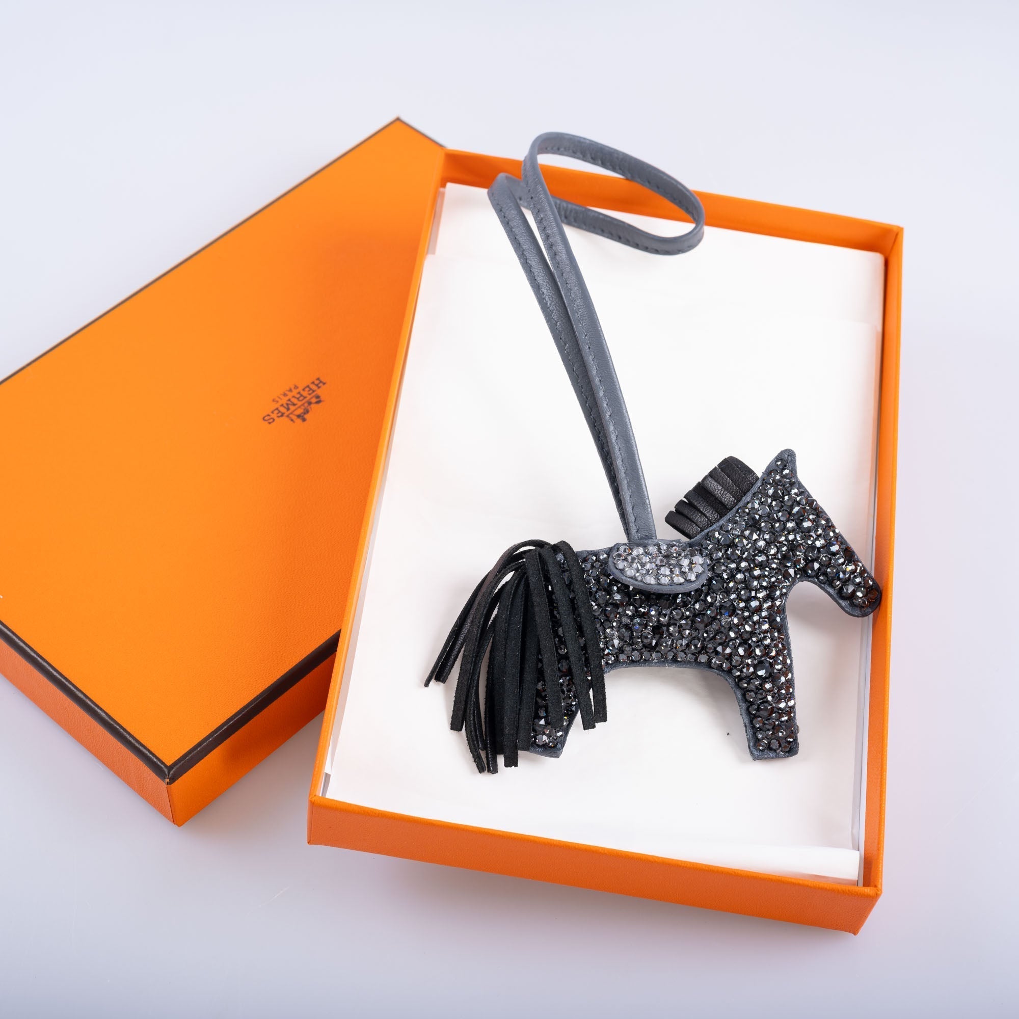 Hermès Rodeo Black Bag Charm Custom Swarovski PM
