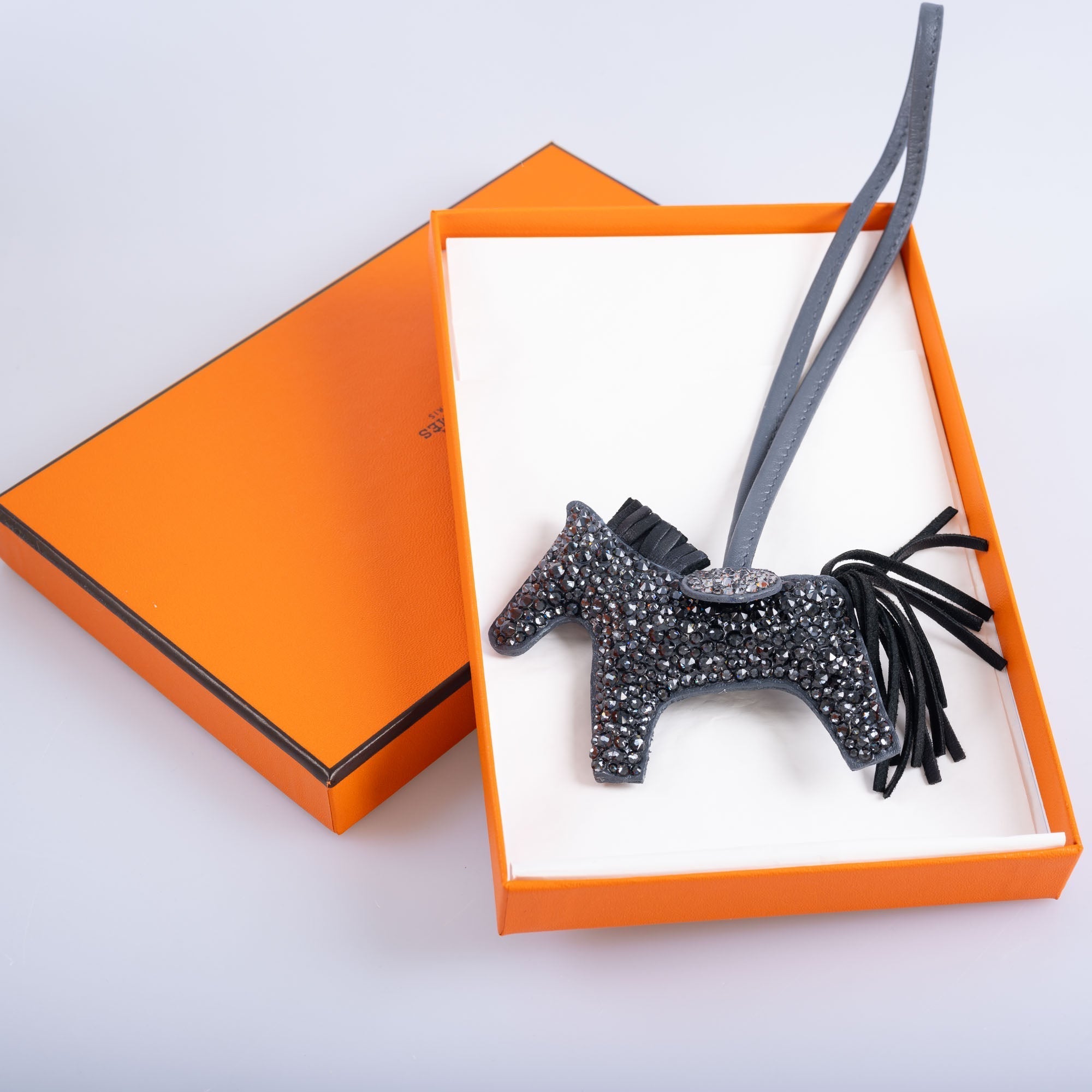 Hermès Rodeo Black Bag Charm Custom Swarovski PM