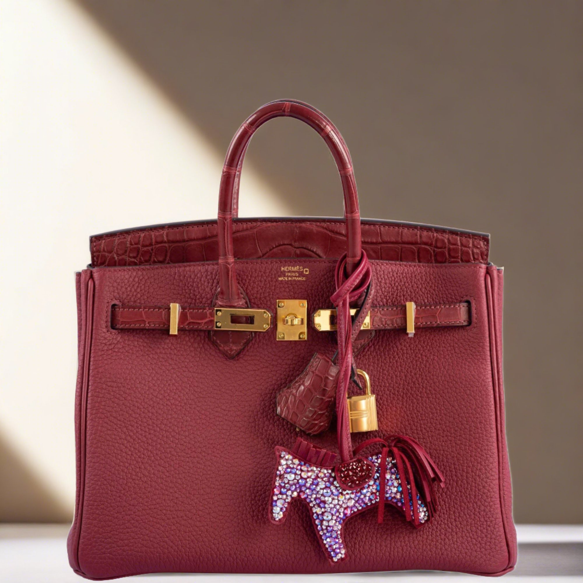 Hermès Rodeo Charm PM Rubis Custom Swarovski Crystal