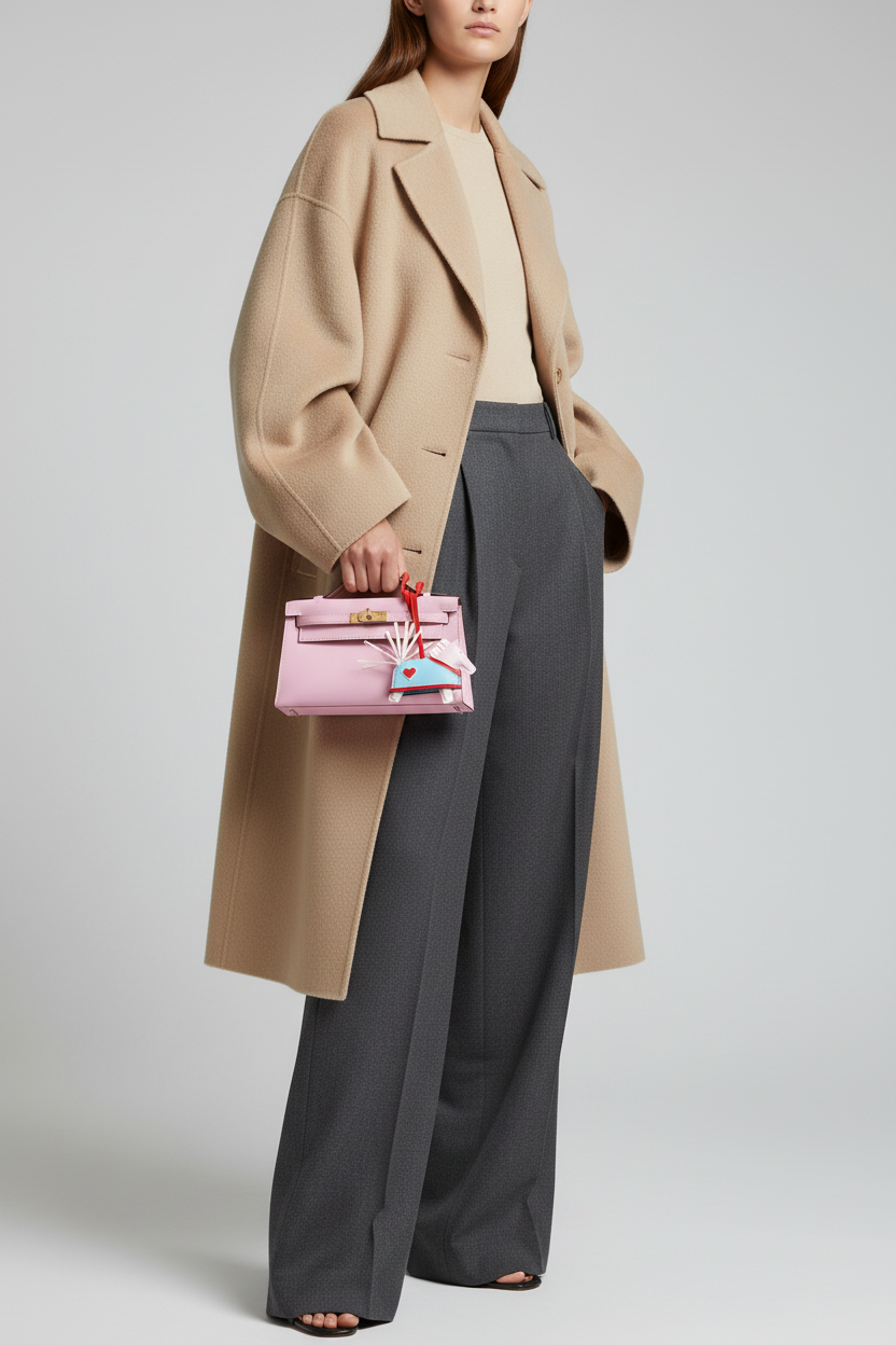 Hermès Rodeo Coeur PM Charm Rose Darling/Rouge Radieux/Celeste Lambskin