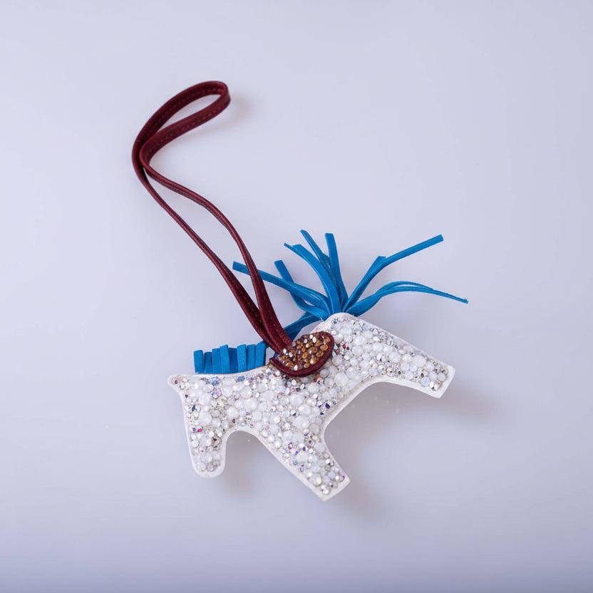 Hermès Rodeo Milo Blue Aztec and Ombré Charm Custom Swarovski PM