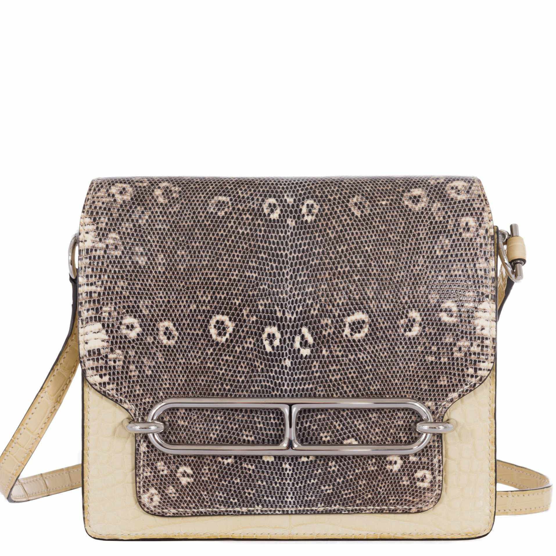 Hermès Roulis Mini Ombré Vanille Matte Alligator Mississippiensis/Natura Lézard Palladium Hardware