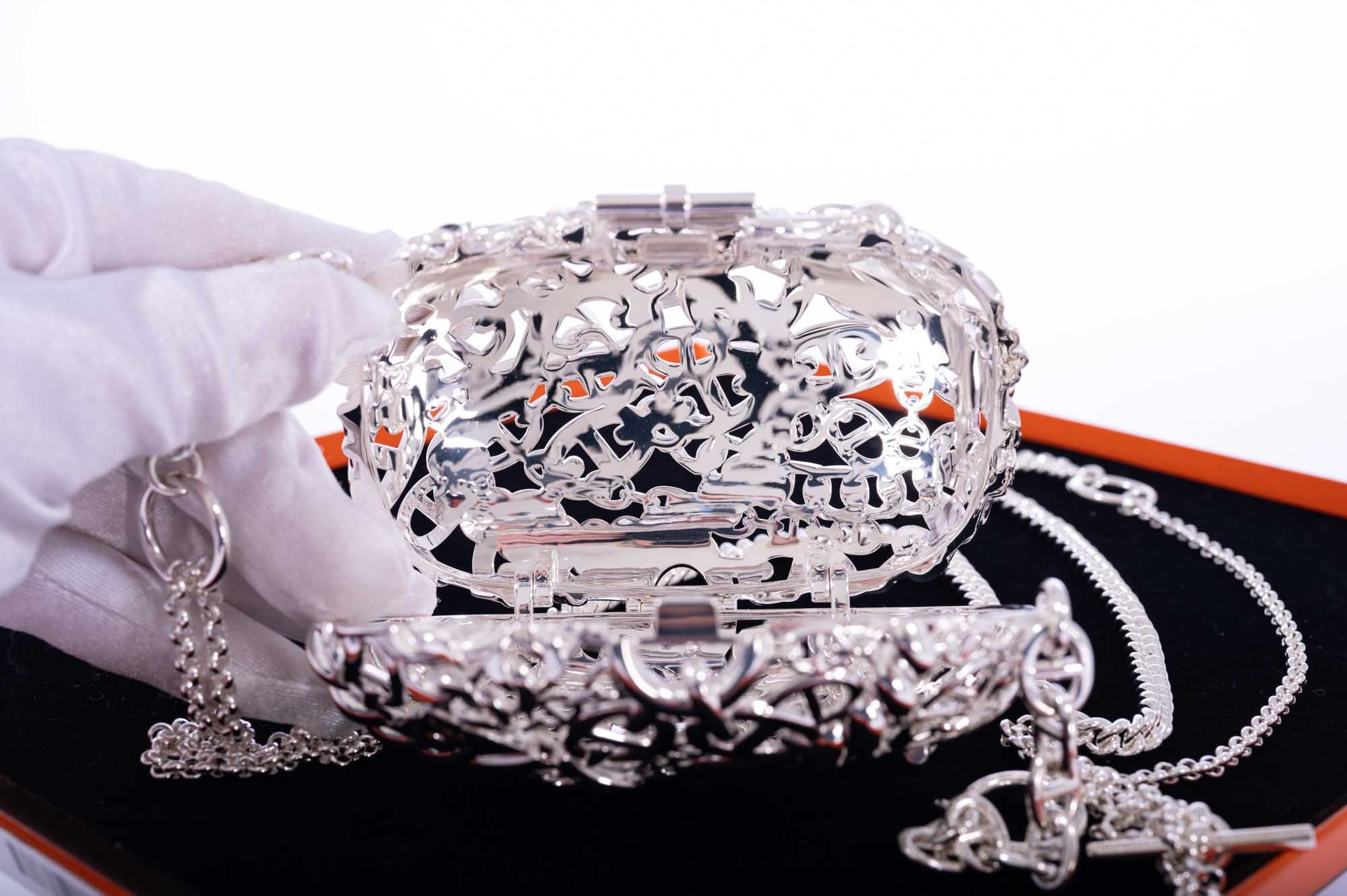 Hermès Sac Bijou Chaîne d’Ancre Sterling Silver Minaudière