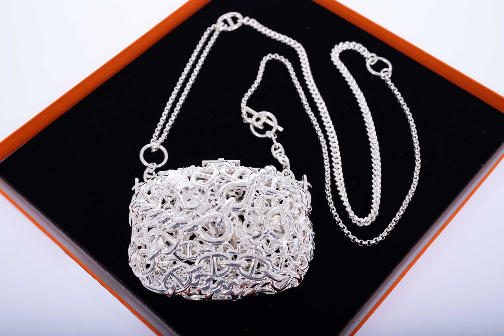 Hermès Sac Bijou Chaîne d’Ancre Sterling Silver Minaudière