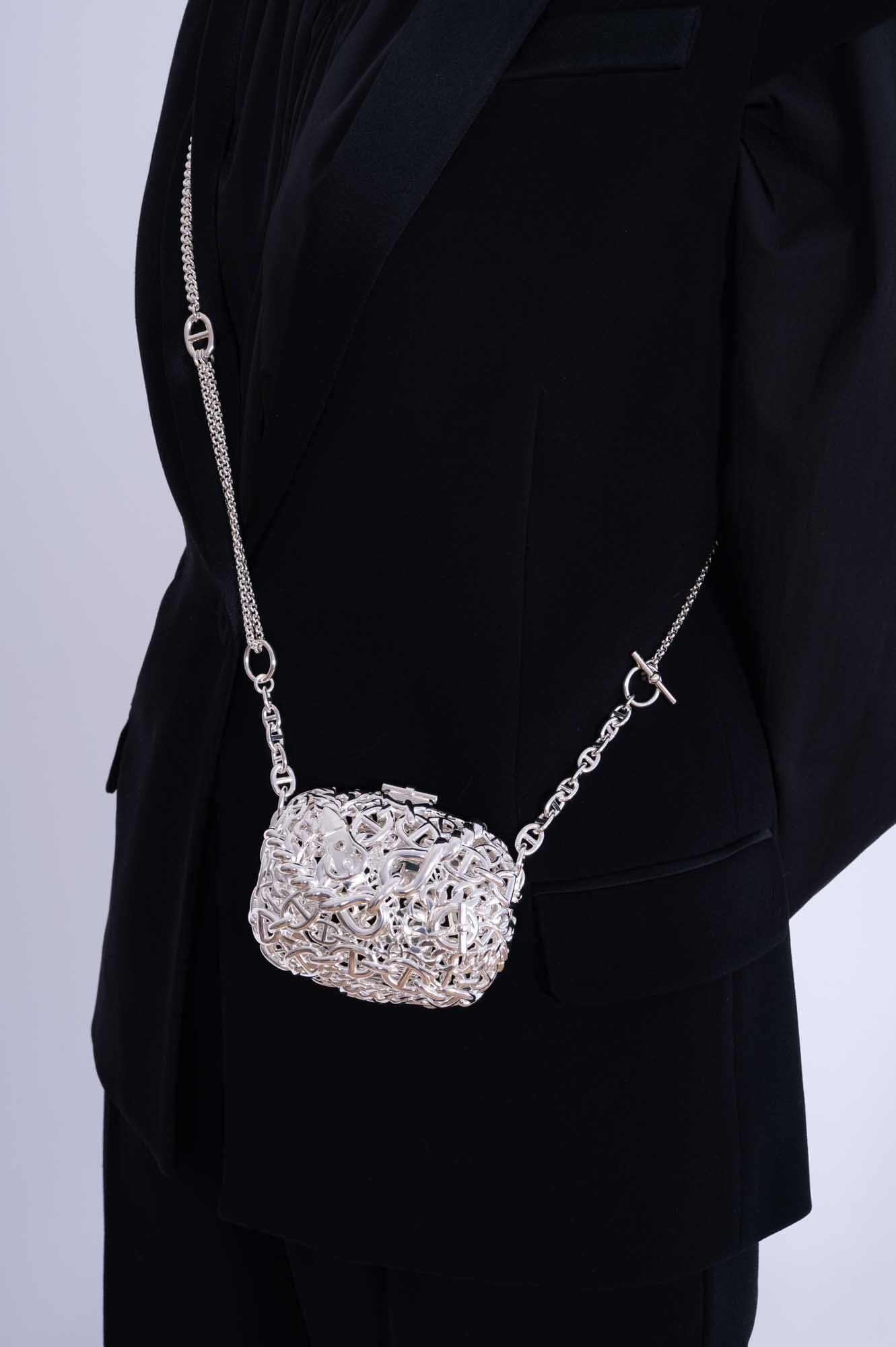 Hermès Sac Bijou Chaîne d’Ancre Sterling Silver Minaudière