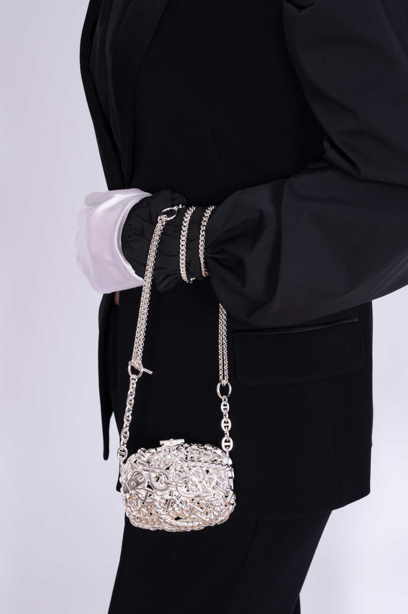 Hermès Sac Bijou Chaîne d’Ancre Sterling Silver Minaudière