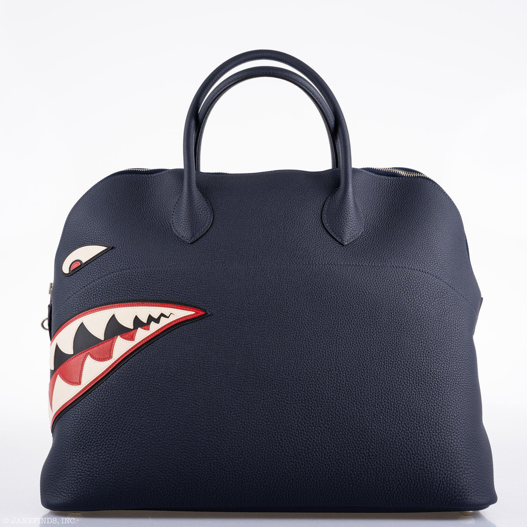 Hermès Shark Bolide 45 Bleu Nuit Togo Palladium Hardware