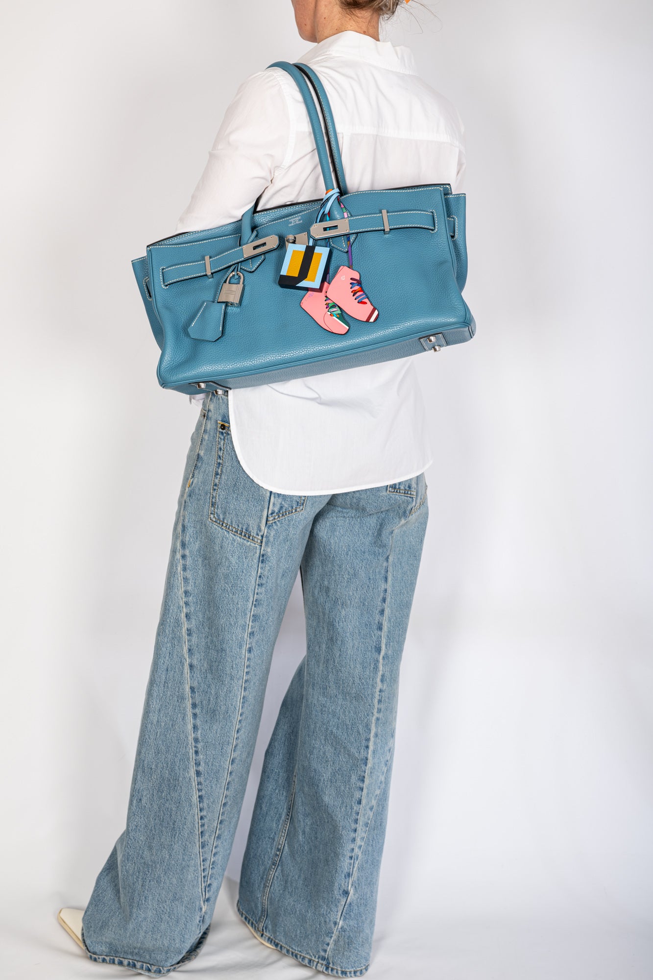 Hermès Shoulder Birkin 42 JPG Bleu Jean Togo Palladium Hardware