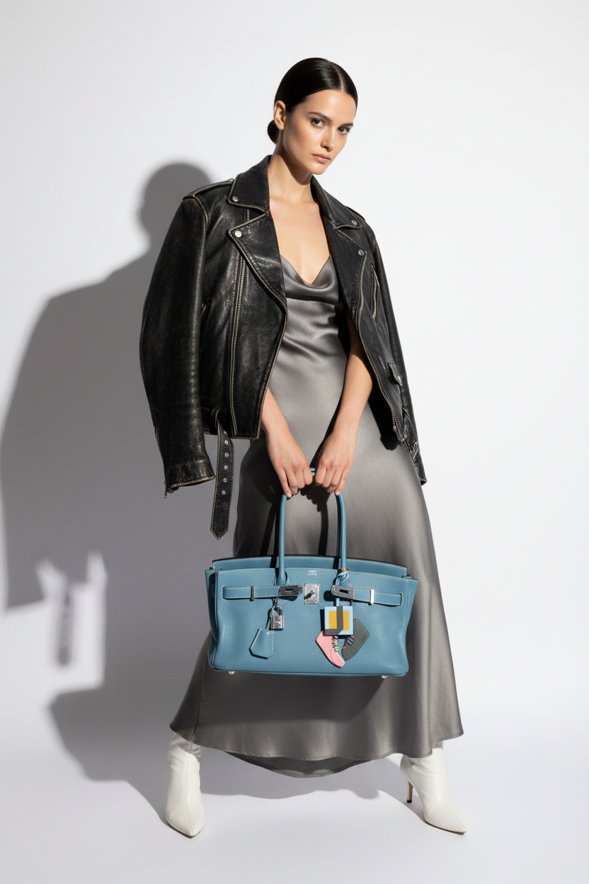 Hermès Shoulder Birkin 42 JPG Bleu Jean Togo Palladium Hardware