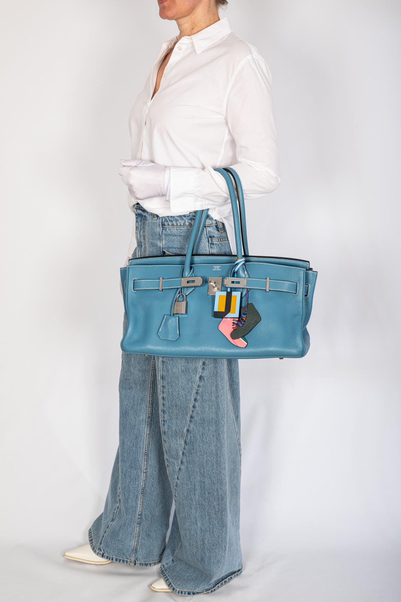 Hermès Shoulder Birkin 42 JPG Bleu Jean Togo Palladium Hardware