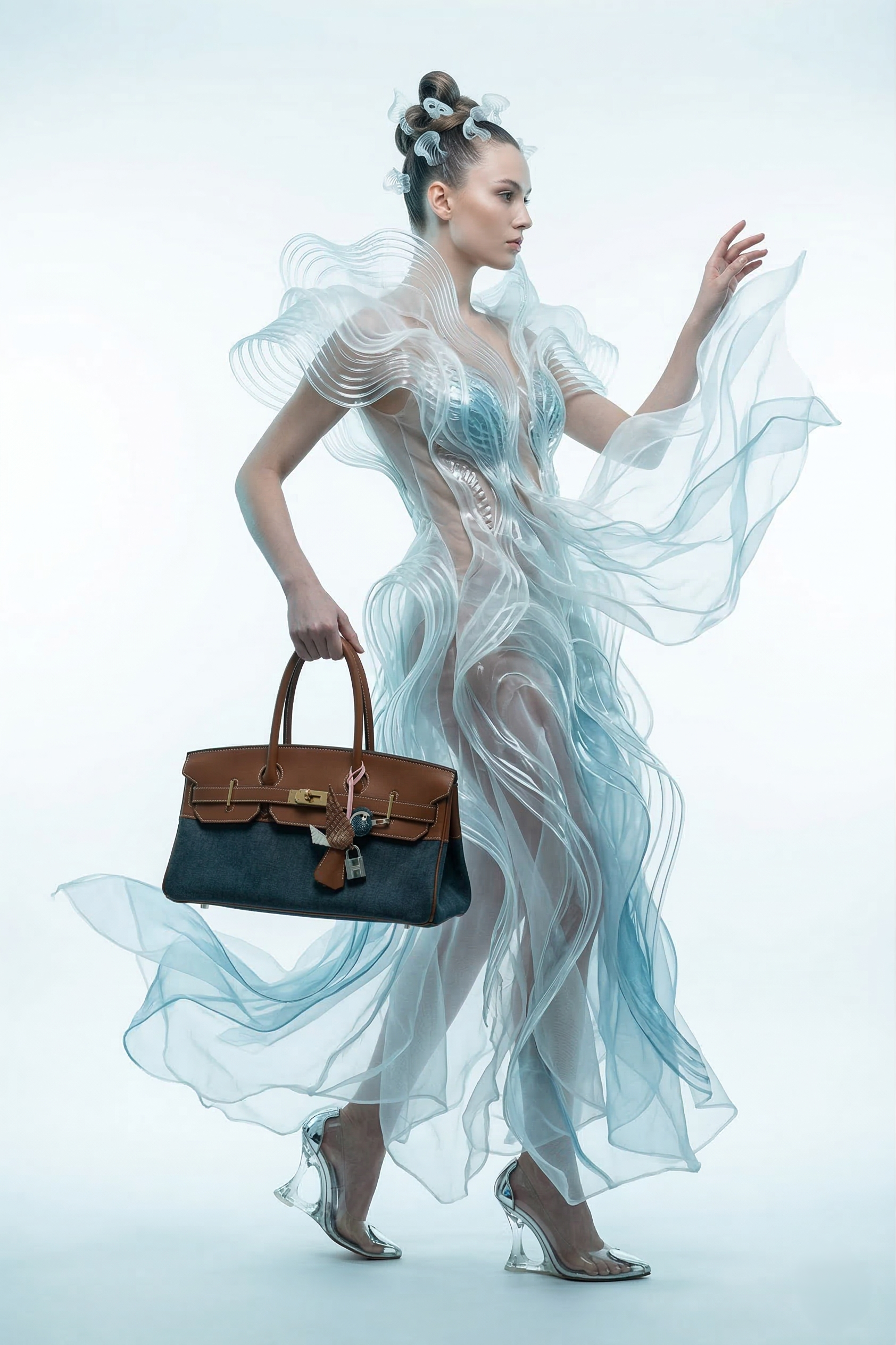 Hermès Shoulder Birkin 42 JPG Fauve Barenia and Dark Blue Denim Palladium Hardware