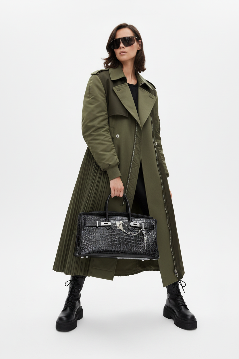 Hermès Shoulder Birkin 42 JPG II Shiny Black Porosus Crocodile Palladium Hardware