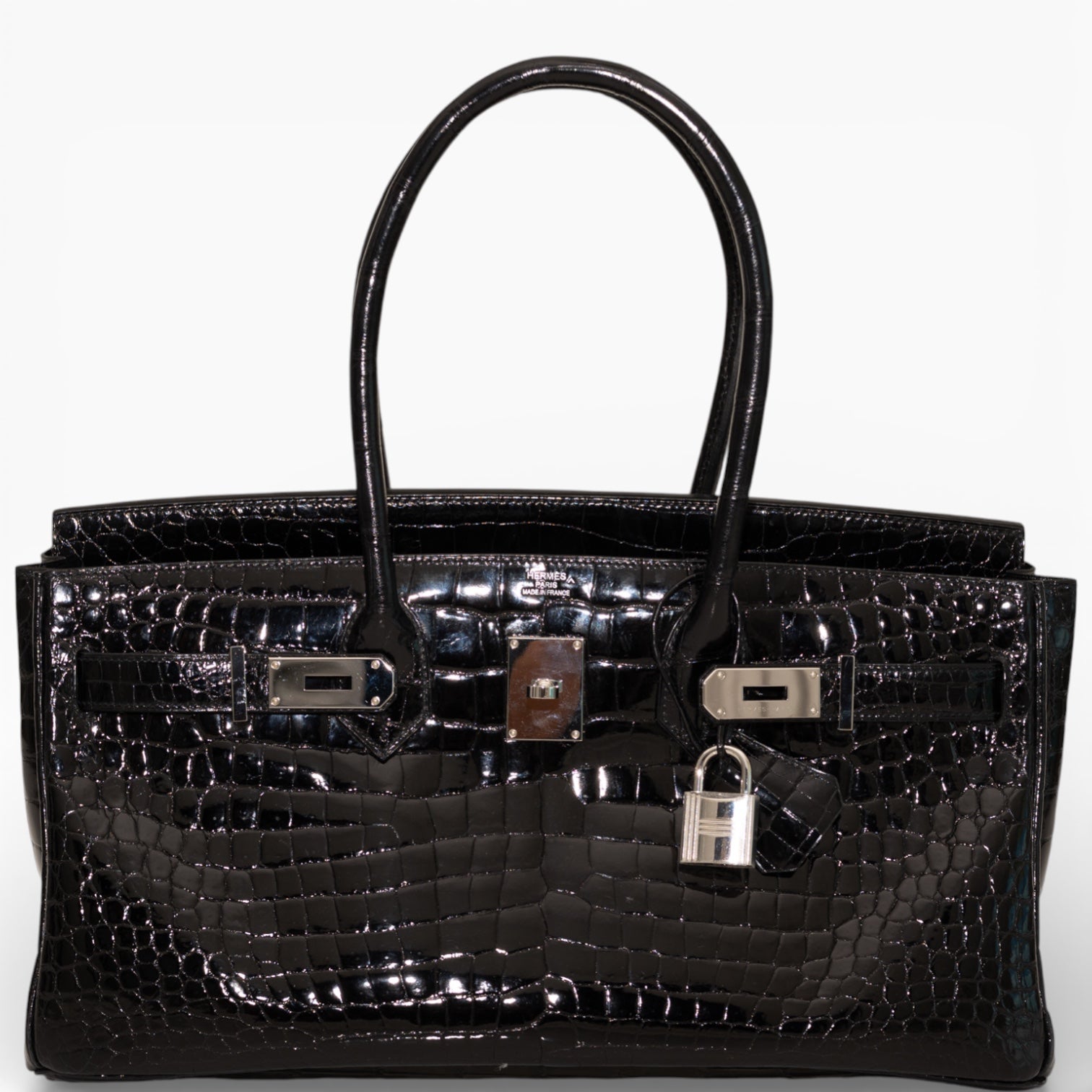 Hermès Shoulder Birkin 42 JPG II Shiny Black Porosus Crocodile Palladium Hardware
