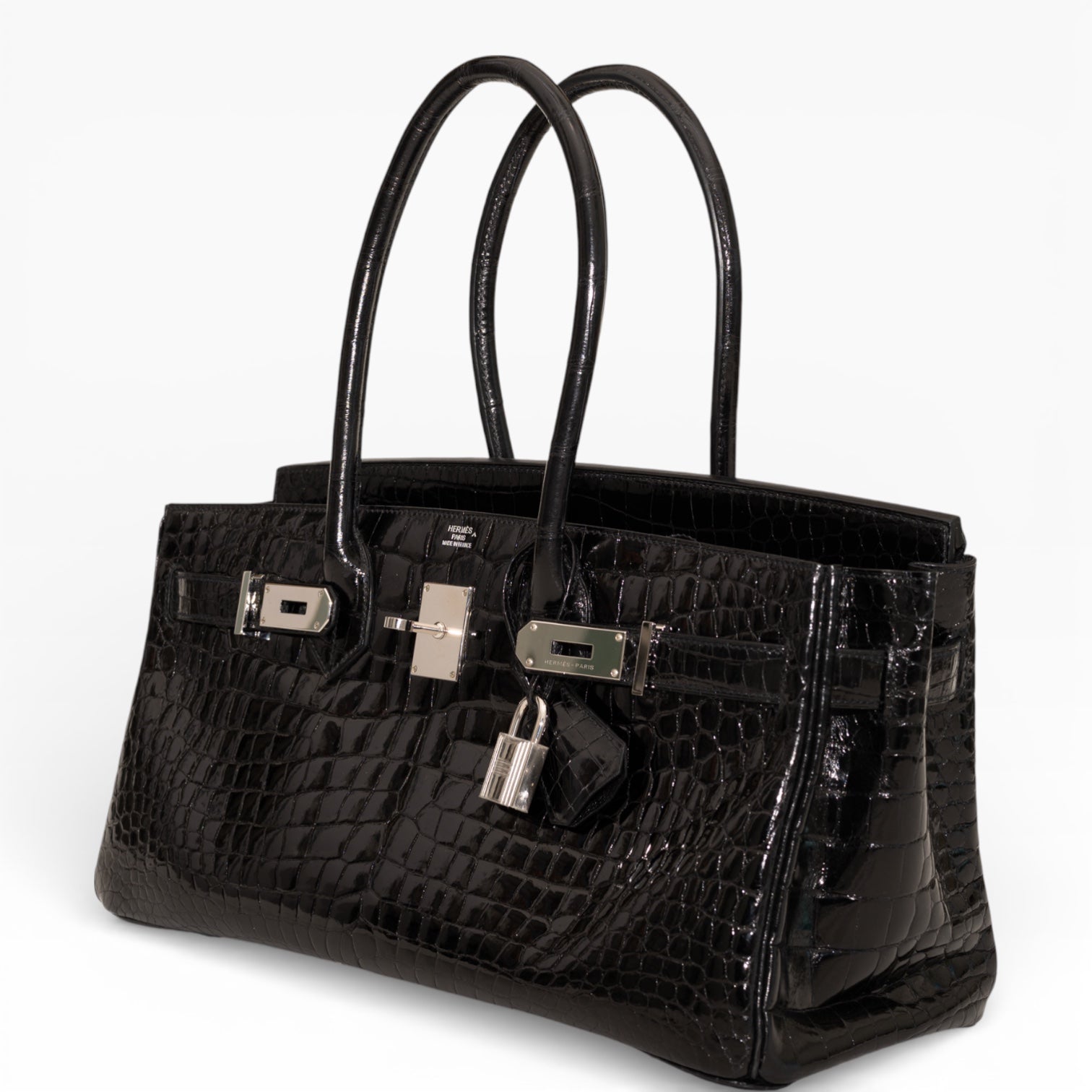Hermès Shoulder Birkin 42 JPG II Shiny Black Porosus Crocodile Palladium Hardware