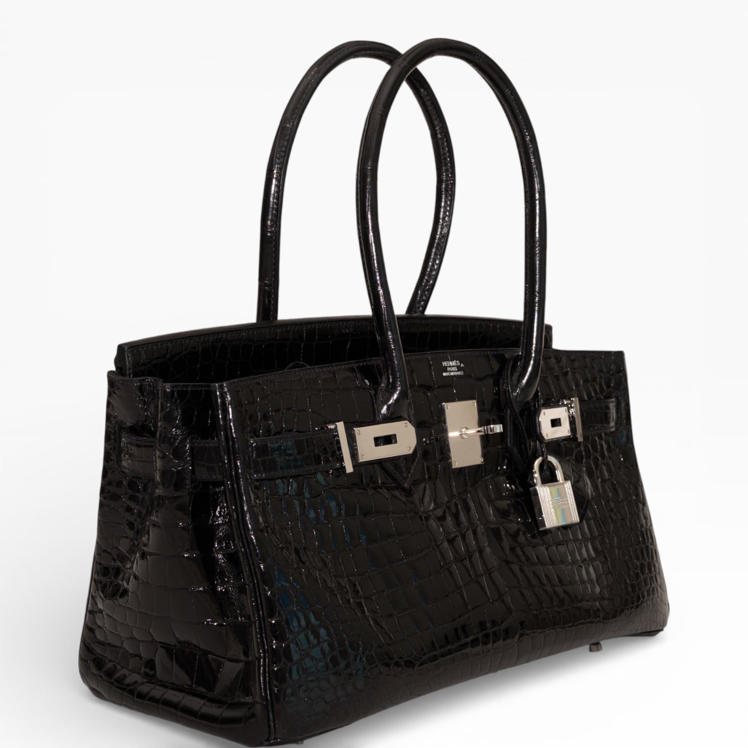 Hermès Shoulder Birkin 42 JPG II Shiny Black Porosus Crocodile Palladium Hardware