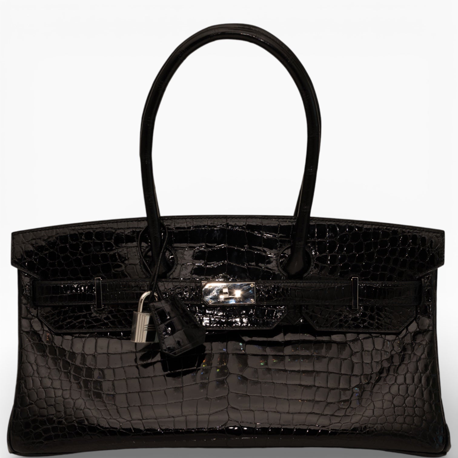 Hermès Shoulder Birkin 42 JPG II Shiny Black Porosus Crocodile Palladium Hardware