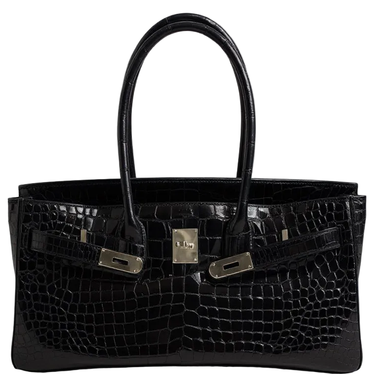 Hermès Shoulder Birkin 42 JPG II Shiny Black Porosus Crocodile Palladium Hardware