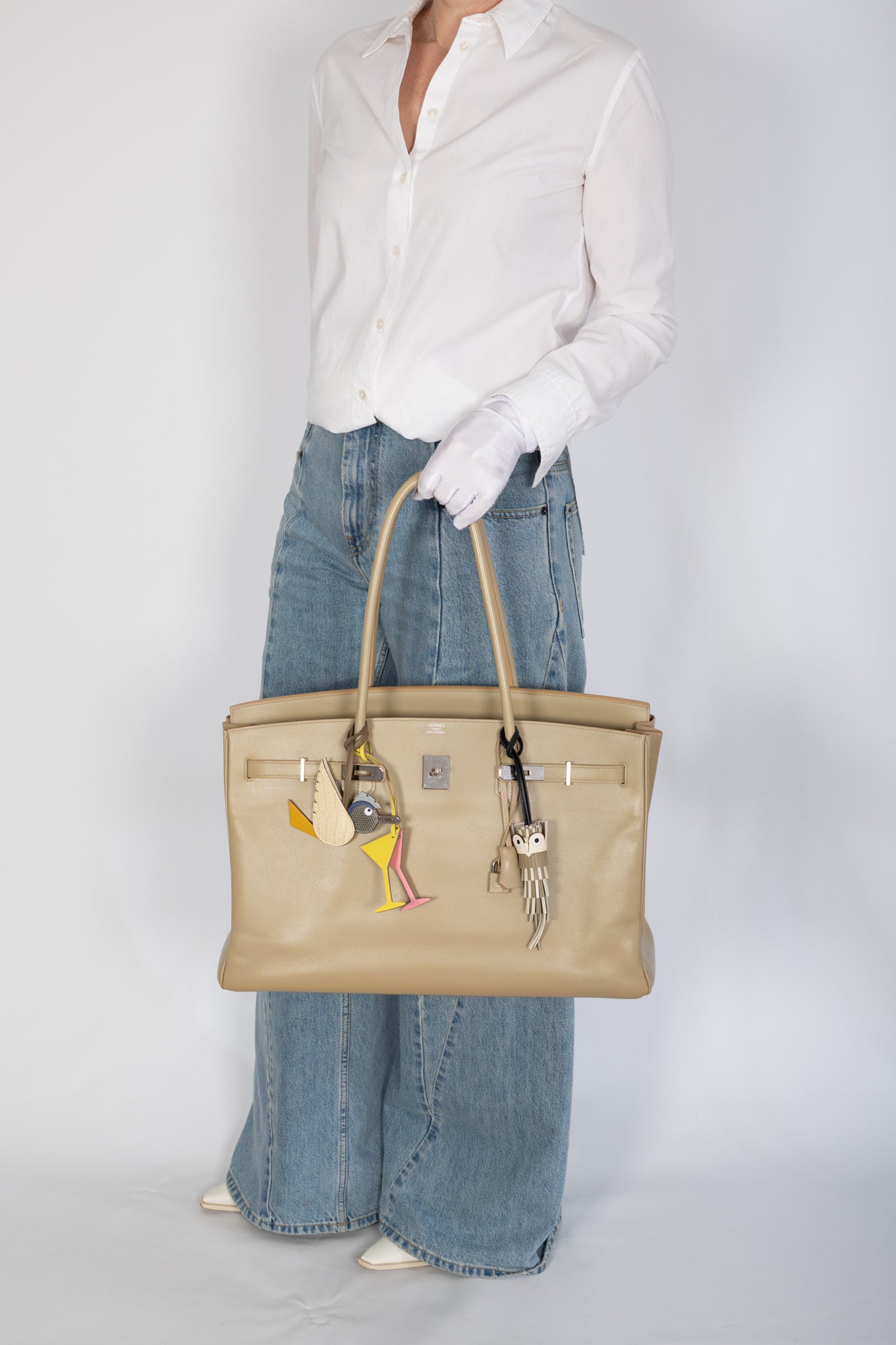 Hermès Shoulder Birkin 45 Sable Smooth Calfskin Palladium Hardware