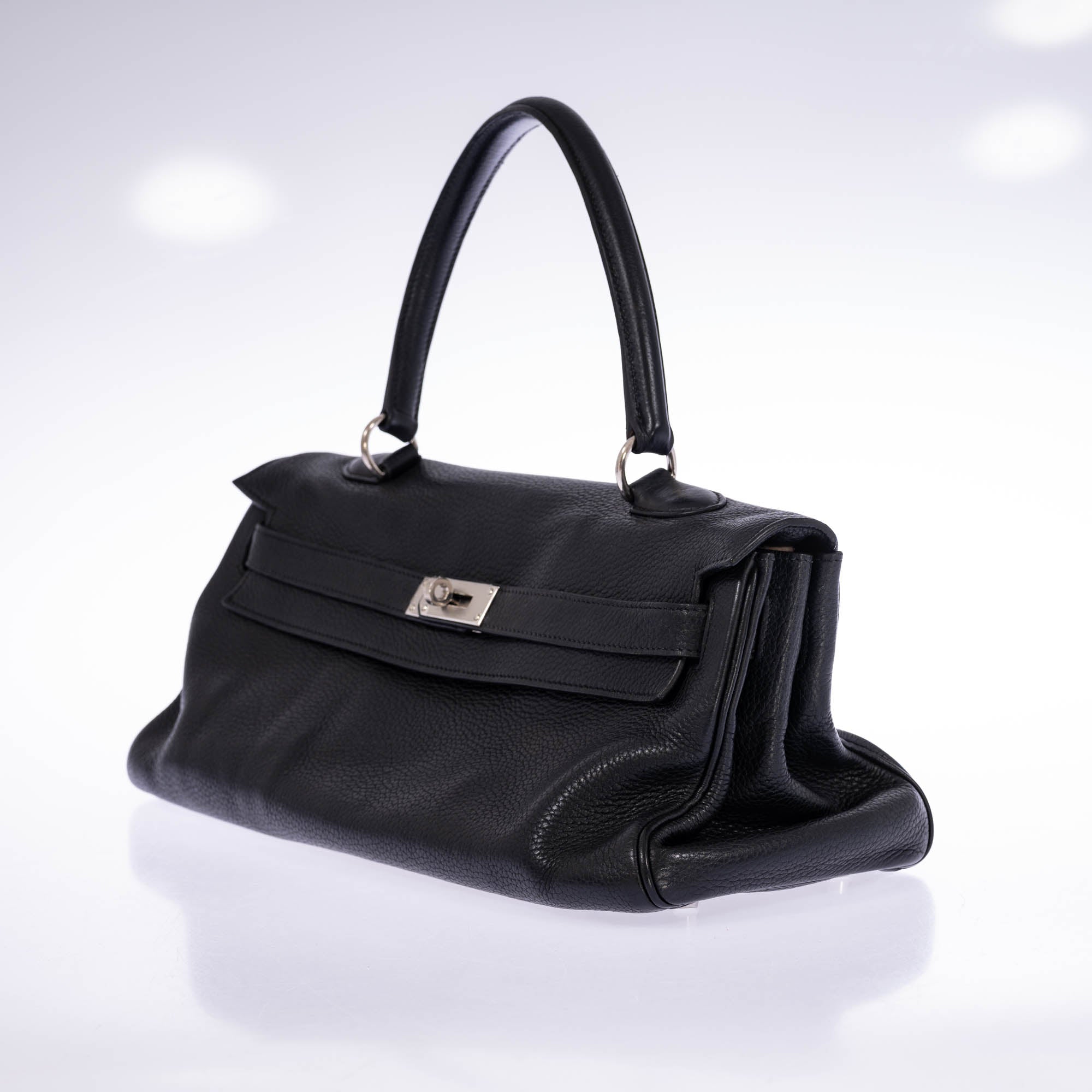 Hermès Shoulder Kelly 42 JPG Noir Clemence Palladium Hardware