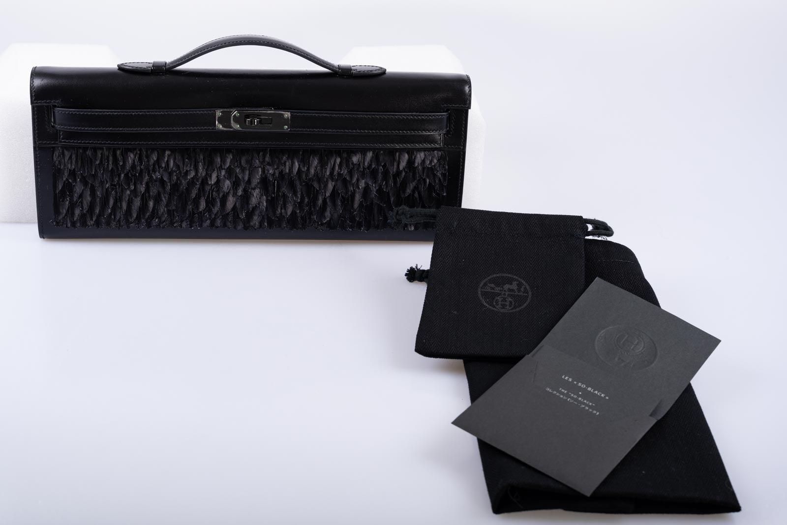 Hermès So Black Feather Kelly Cut Black Box PVD Hardware