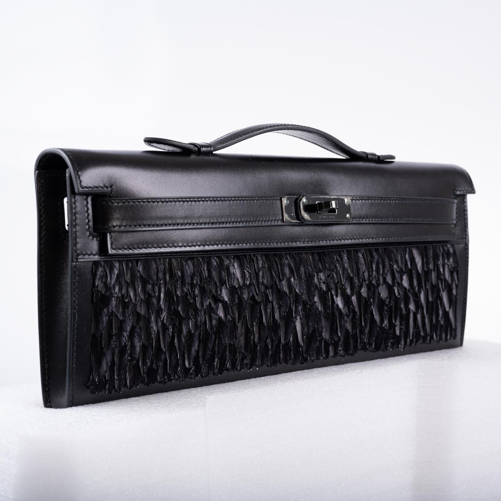 Hermès So Black Feather Kelly Cut Black Box PVD Hardware