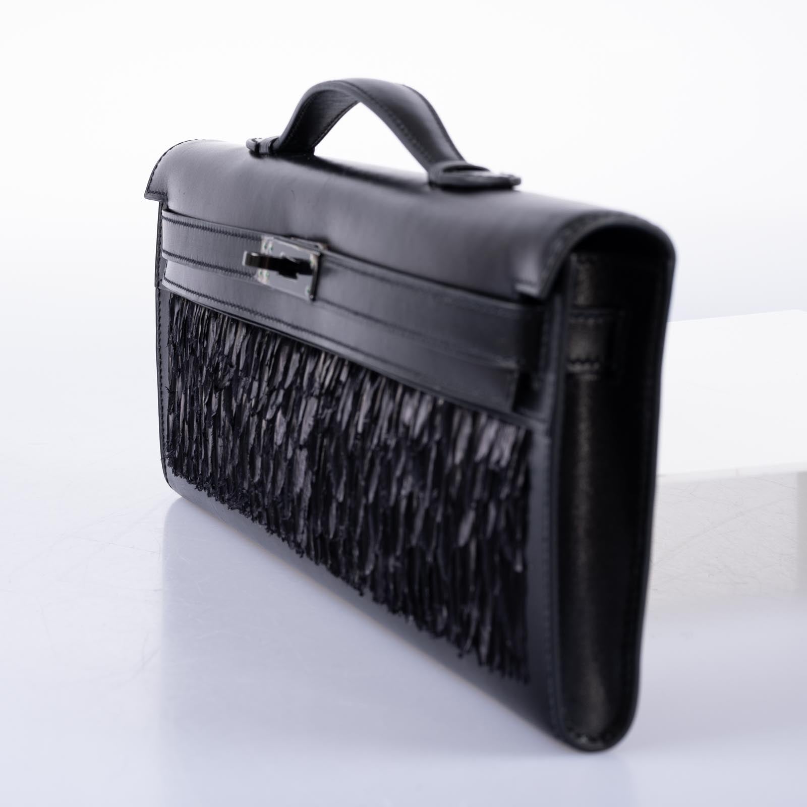 Hermès So Black Feather Kelly Cut Black Box PVD Hardware