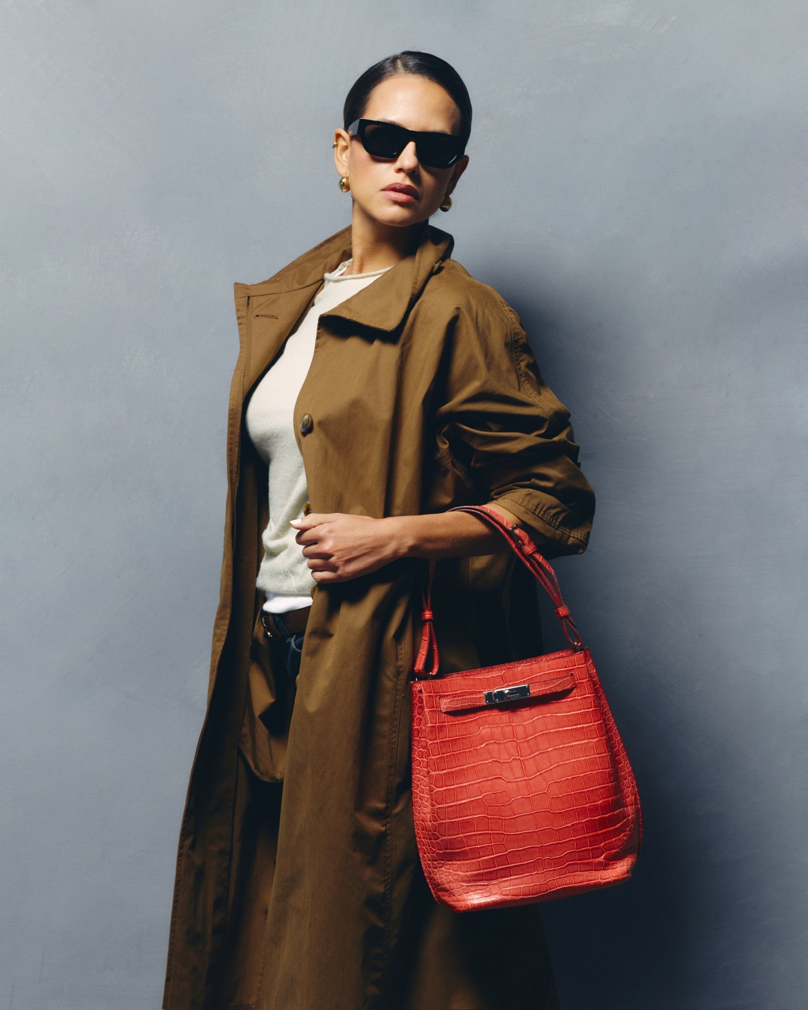 Hermès So Kelly 22 Bougainvillier Matte Porosus Crocodile Palladium Hardware