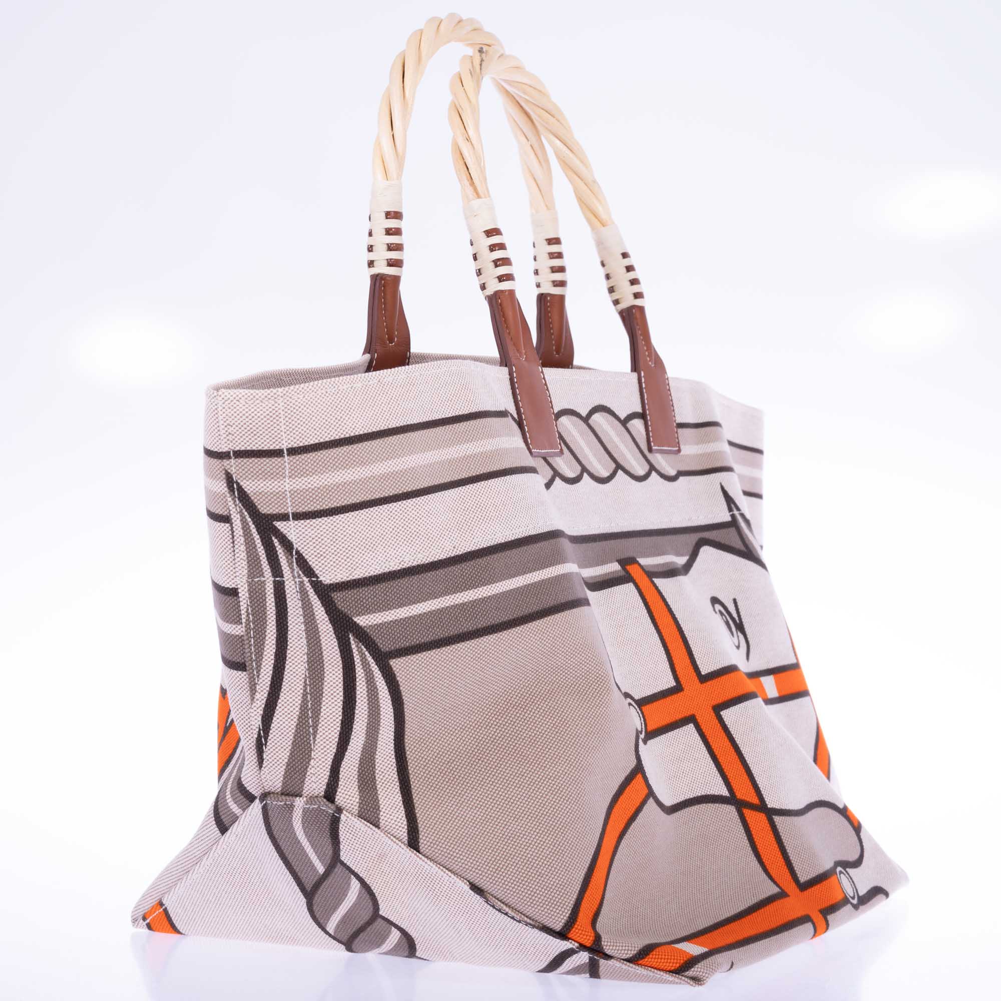 Hermès Steeple 31 Quadriga H Canvas Fauve Barenia Tote