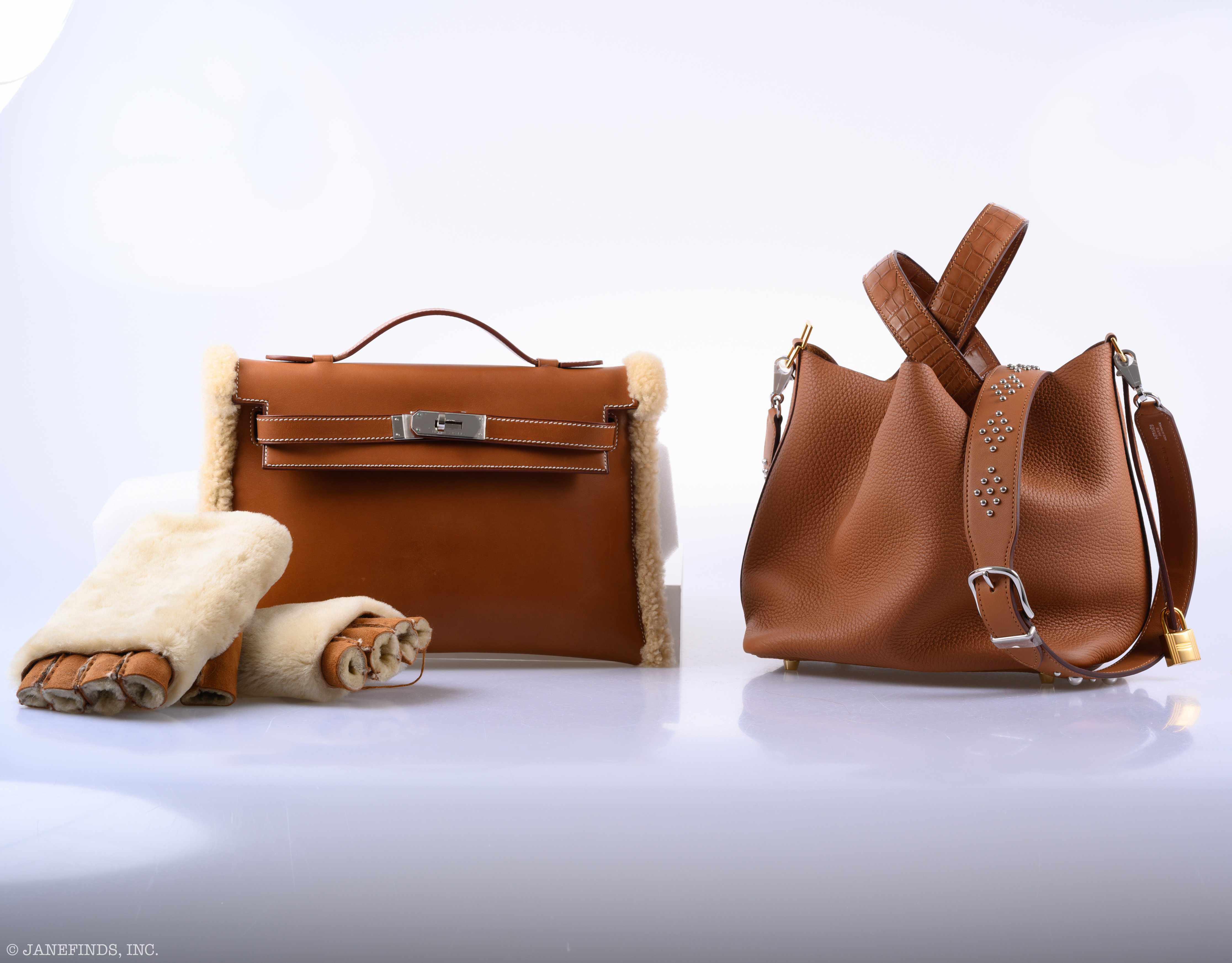 Hermès Teddy Kelly Clutch Barenia Mouton Shearling Palladium Hardware