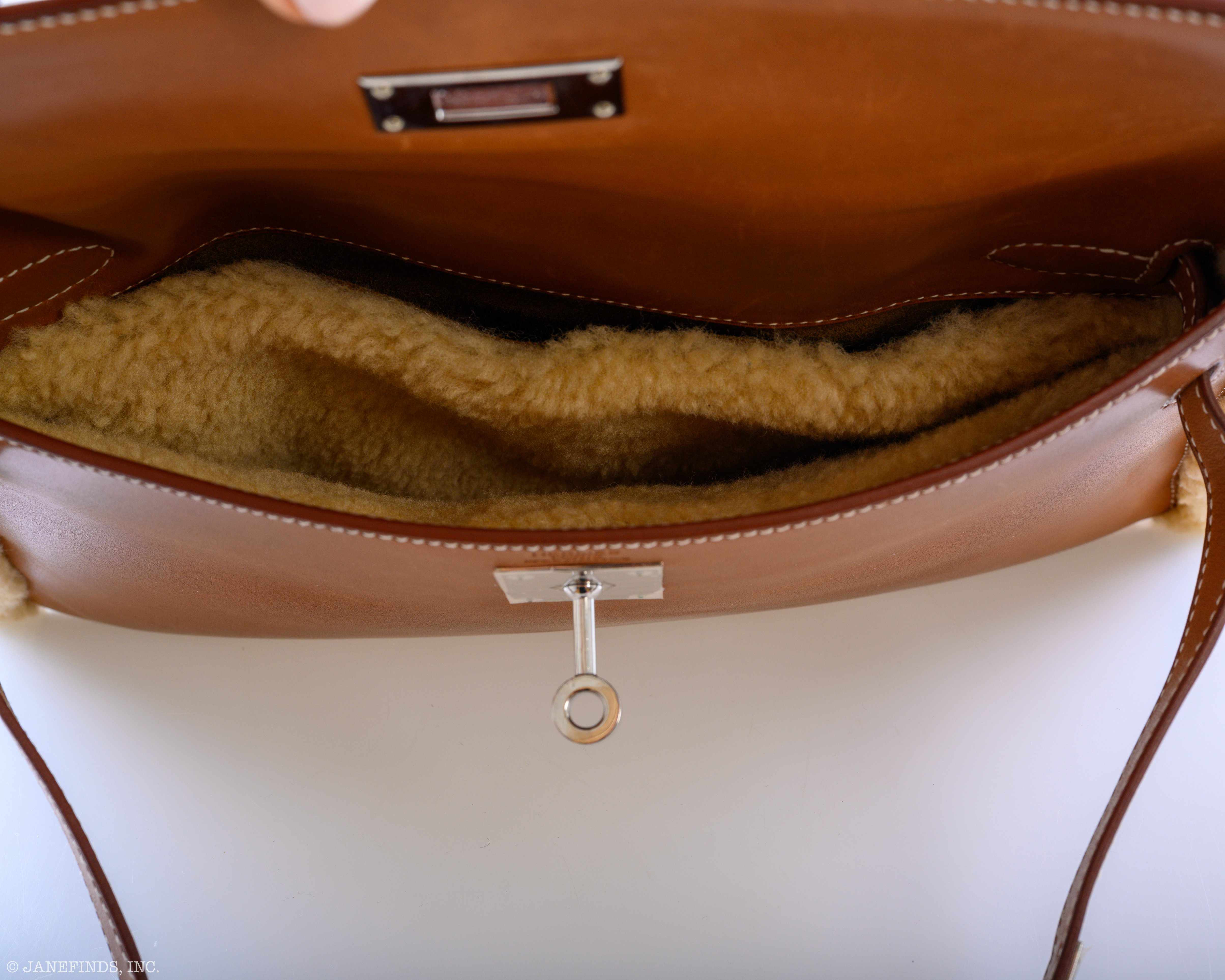 Hermès Teddy Kelly Clutch Barenia Mouton Shearling Palladium Hardware
