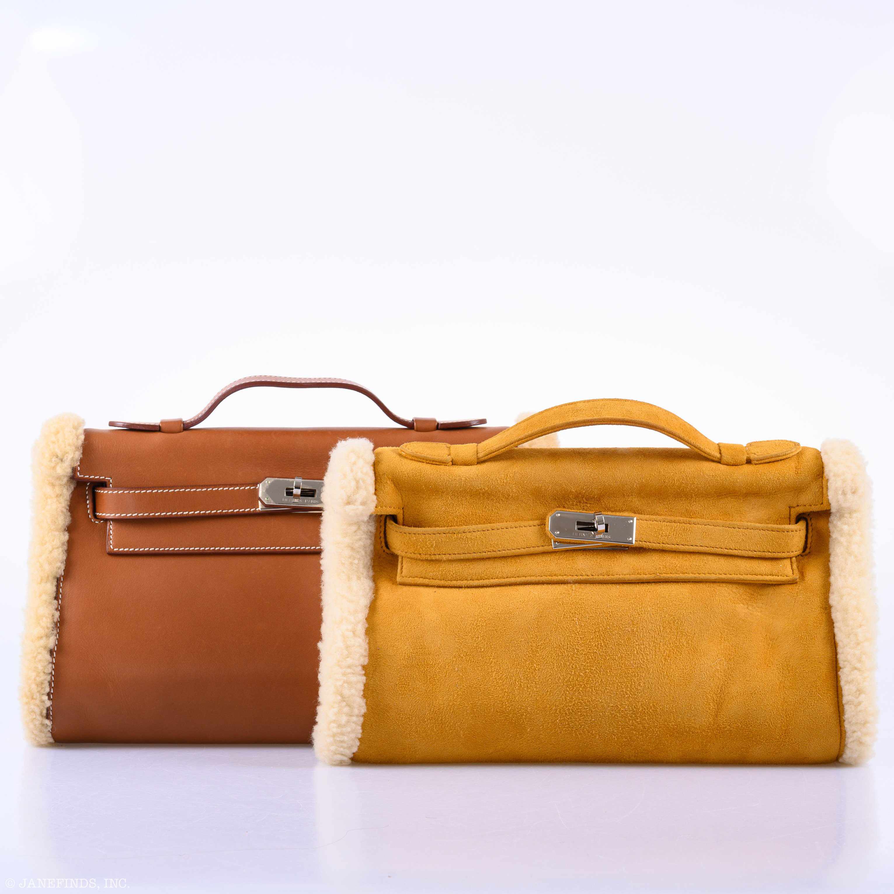 Hermès Teddy Kelly Muff Sable Doblis Suede & Mouton Shearling Palladium Hardware