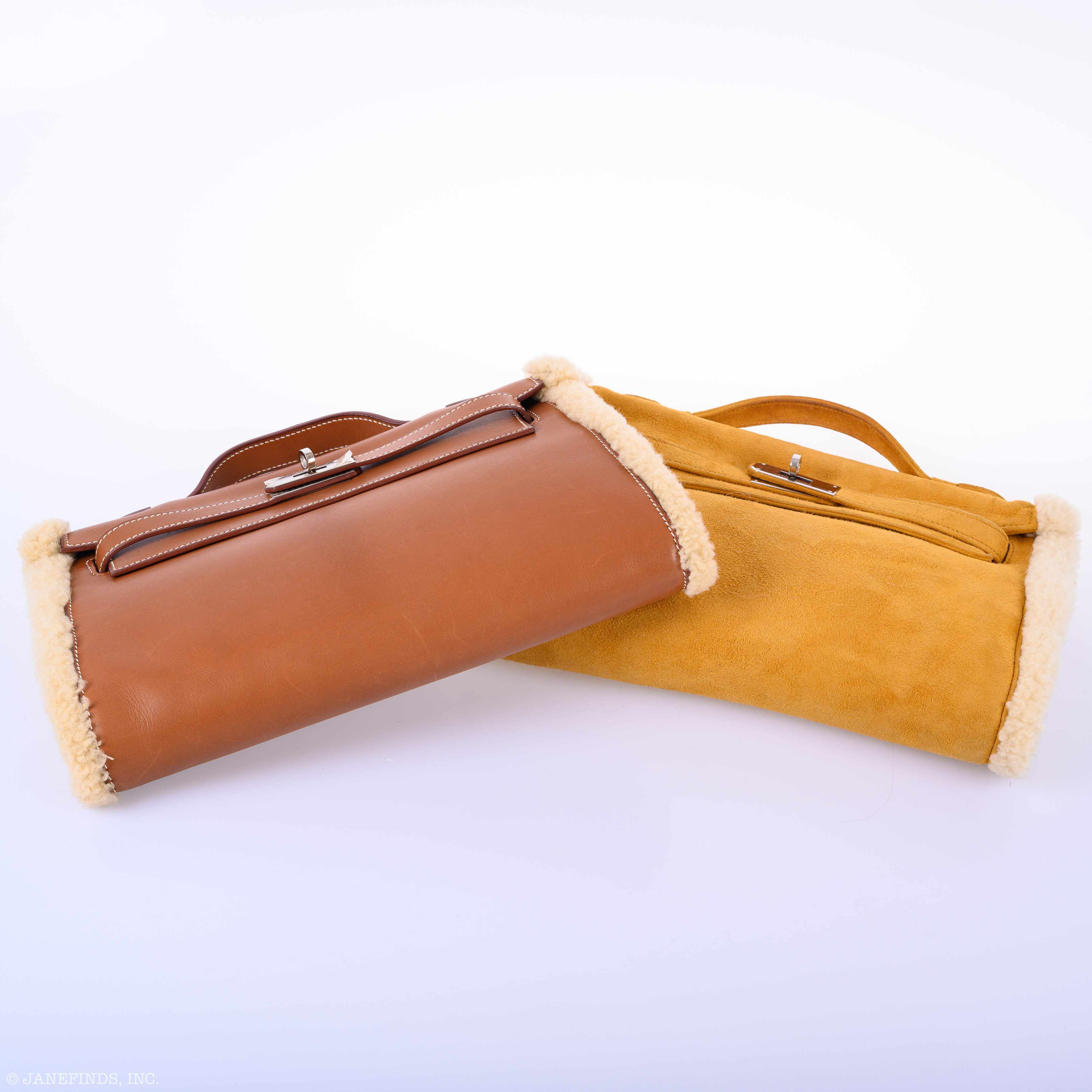 Hermès Teddy Kelly Muff Sable Doblis Suede & Mouton Shearling Palladium Hardware