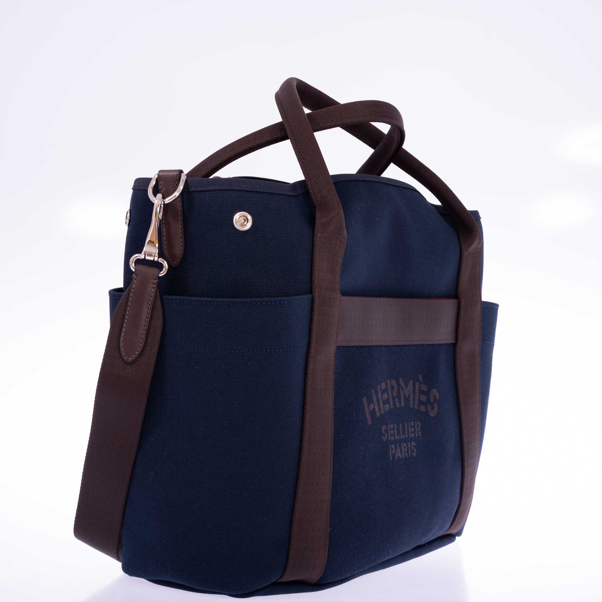 Hermès Toile Sac De Pansage Groom Bleu Navy Feu