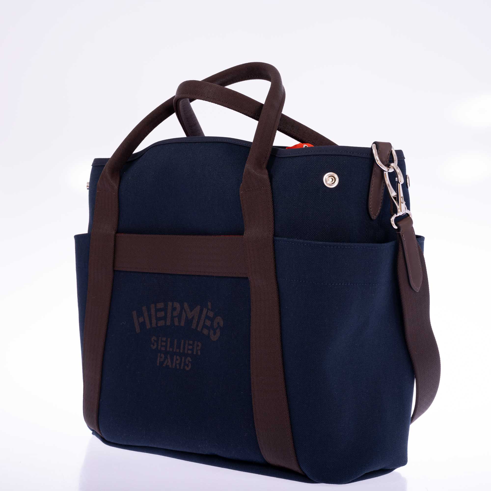 Hermès Toile Sac De Pansage Groom Bleu Navy Feu