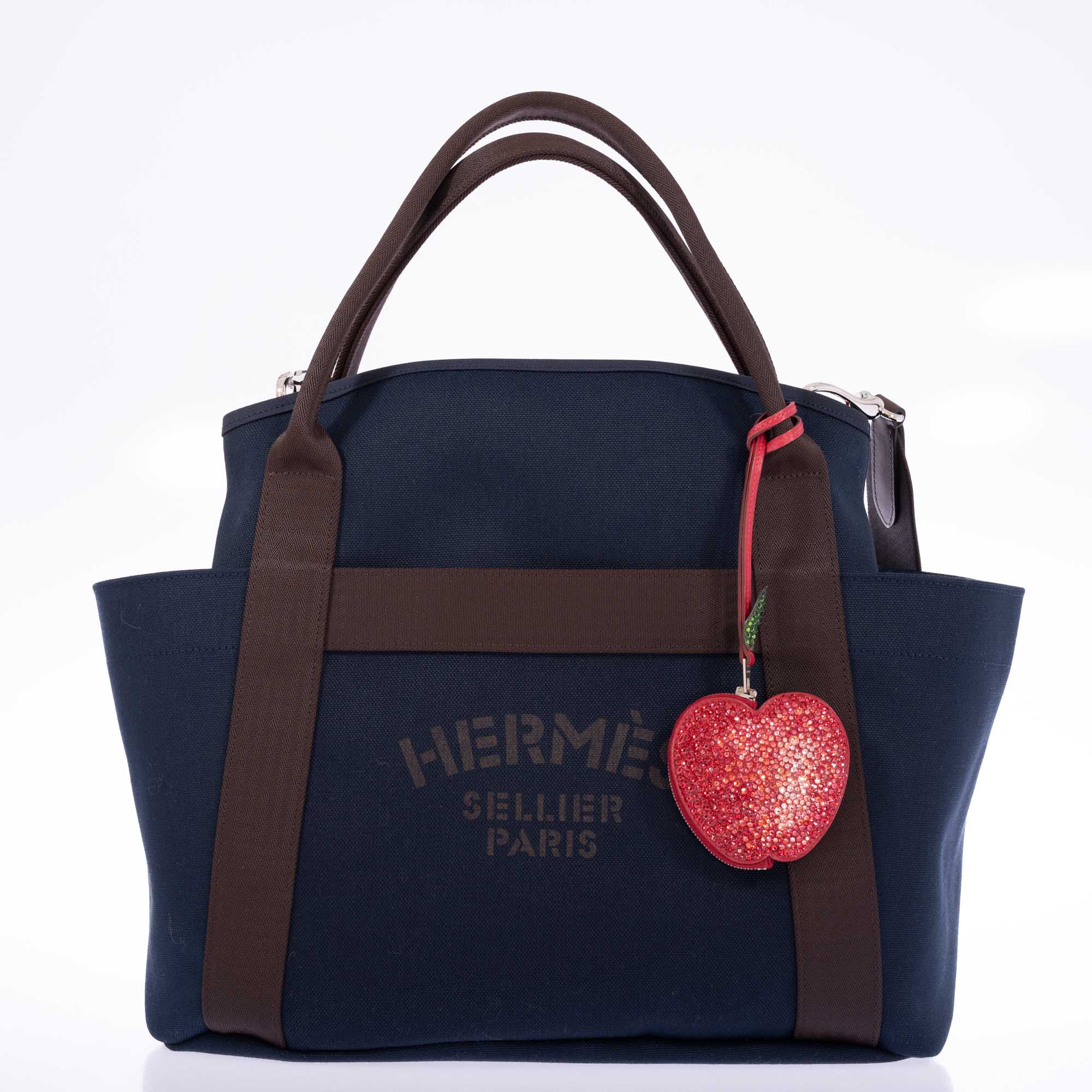 Hermès Toile Sac De Pansage Groom Bleu Navy Feu