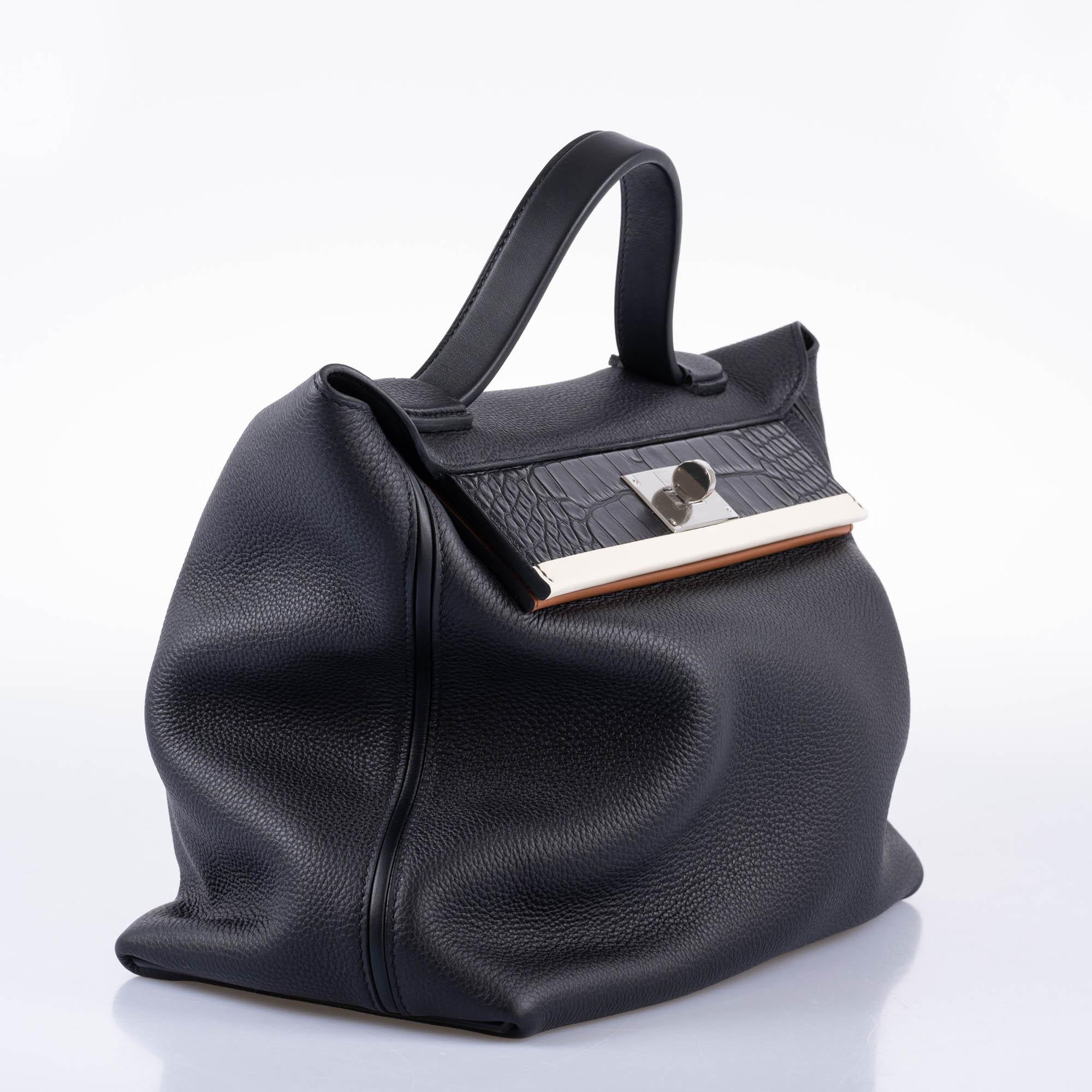 Hermès Touch 24/24 35 Black Togo and Matte Alligator Palladium Hardware
