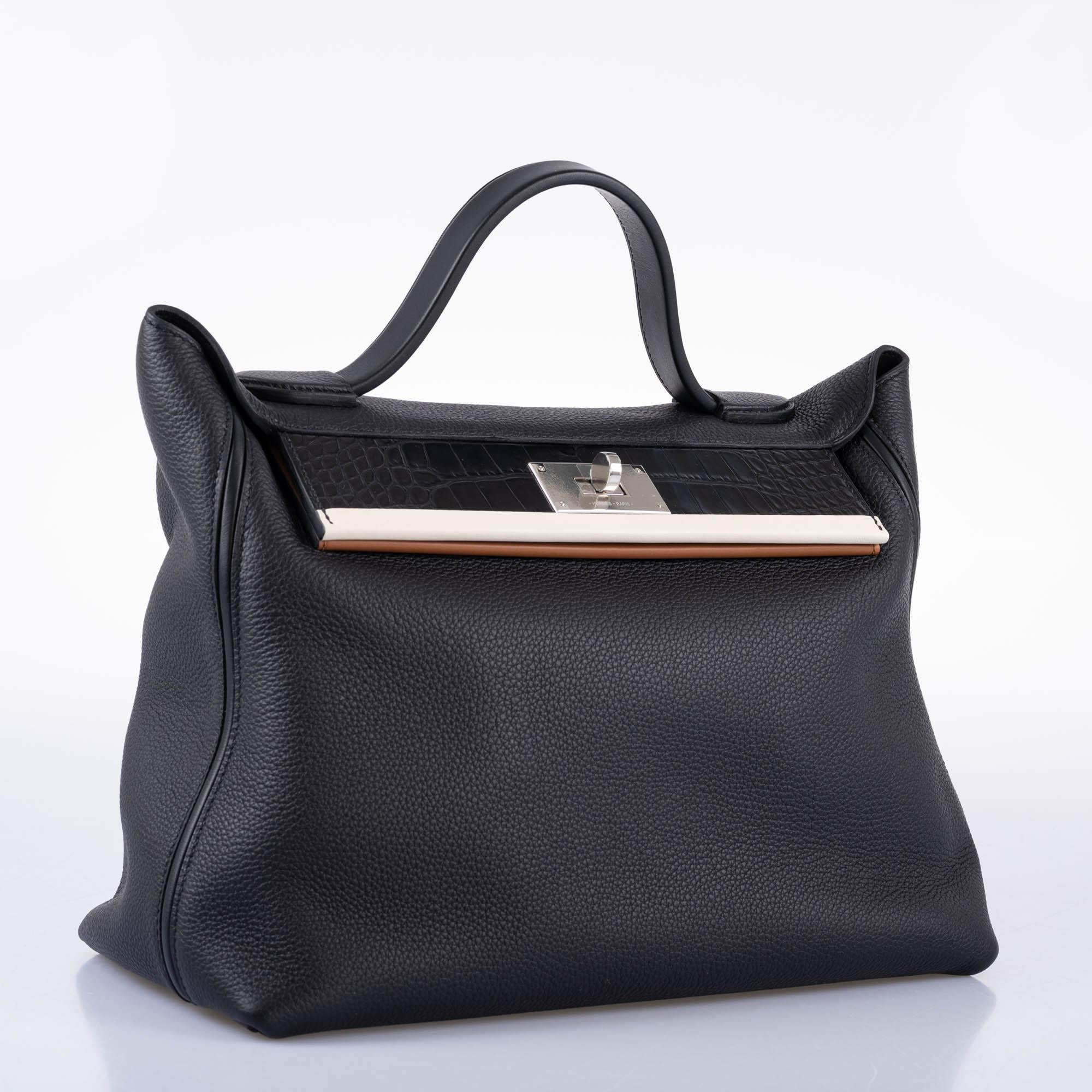 Hermès Touch 24/24 35 Black Togo and Matte Alligator Palladium Hardware