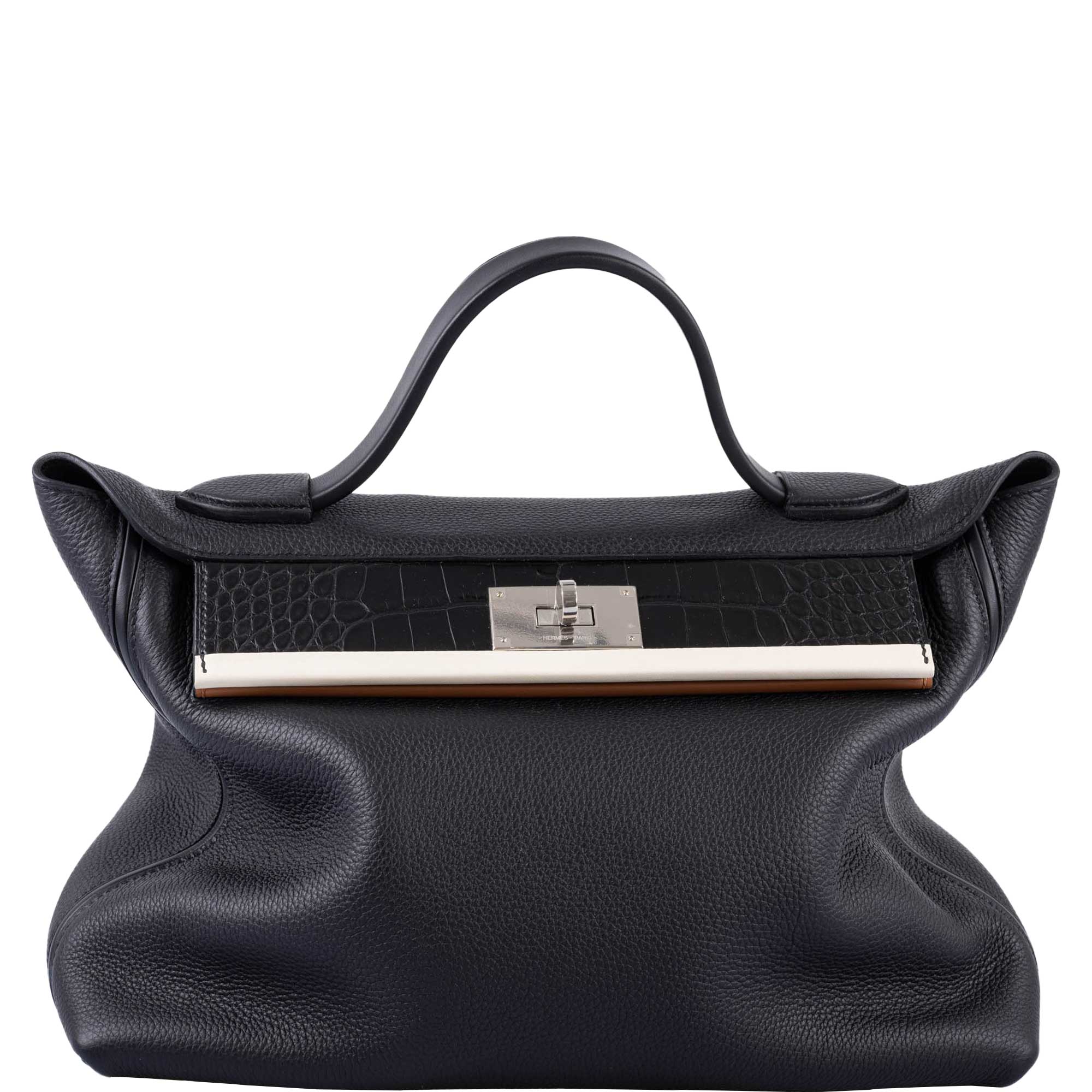 Hermès Touch 24/24 35 Black Togo and Matte Alligator Palladium Hardware