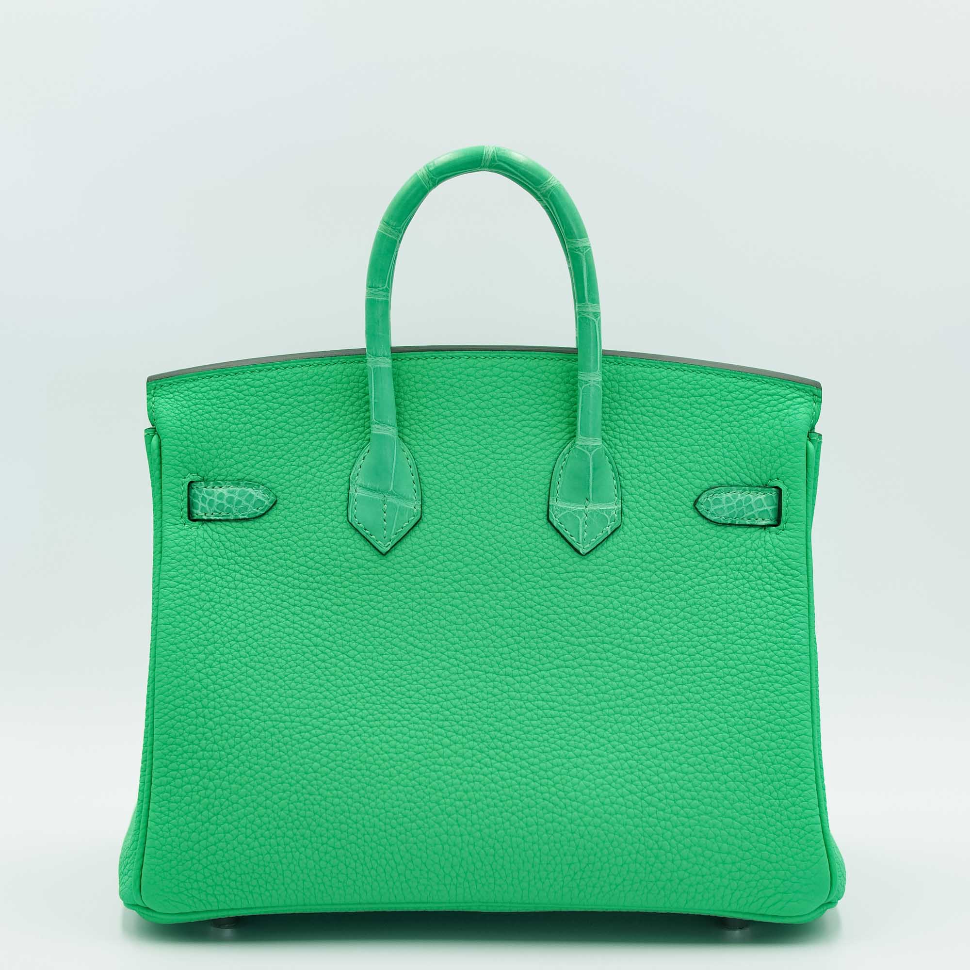 Hermès Touch Birkin 25 Vert Comics Matte Alligator and Togo Palladium Hardware