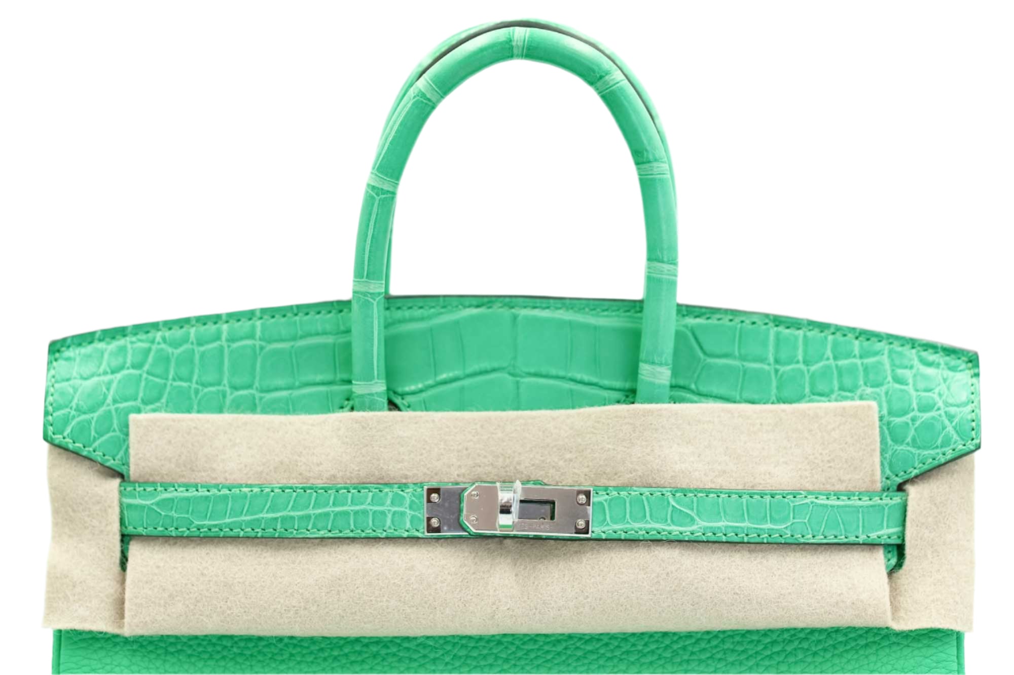Hermès Touch Birkin 25 Vert Comics Matte Alligator and Togo Palladium Hardware